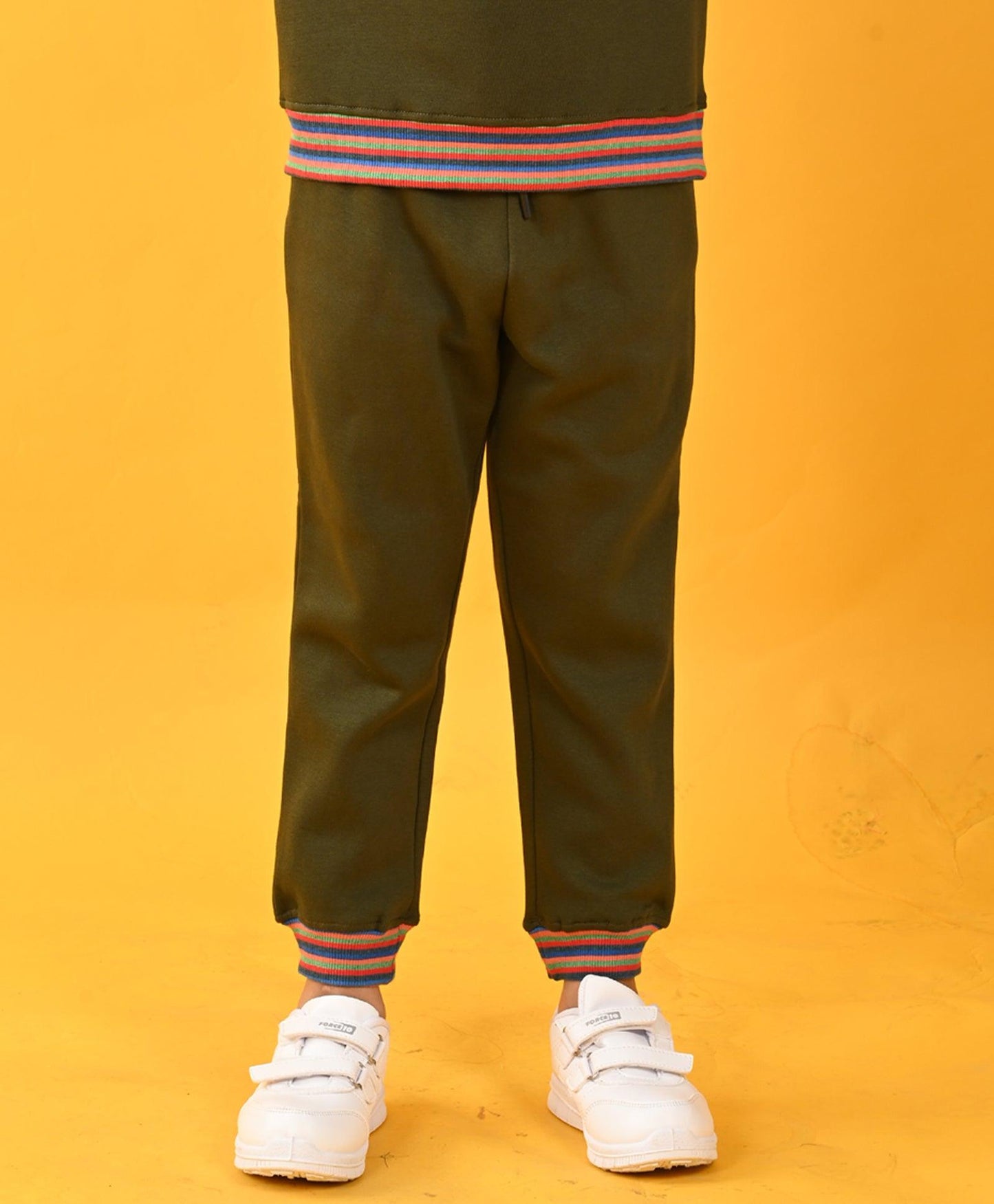 OLIVE MULTICOLOR RIB JOGGER - MULTICOLOR