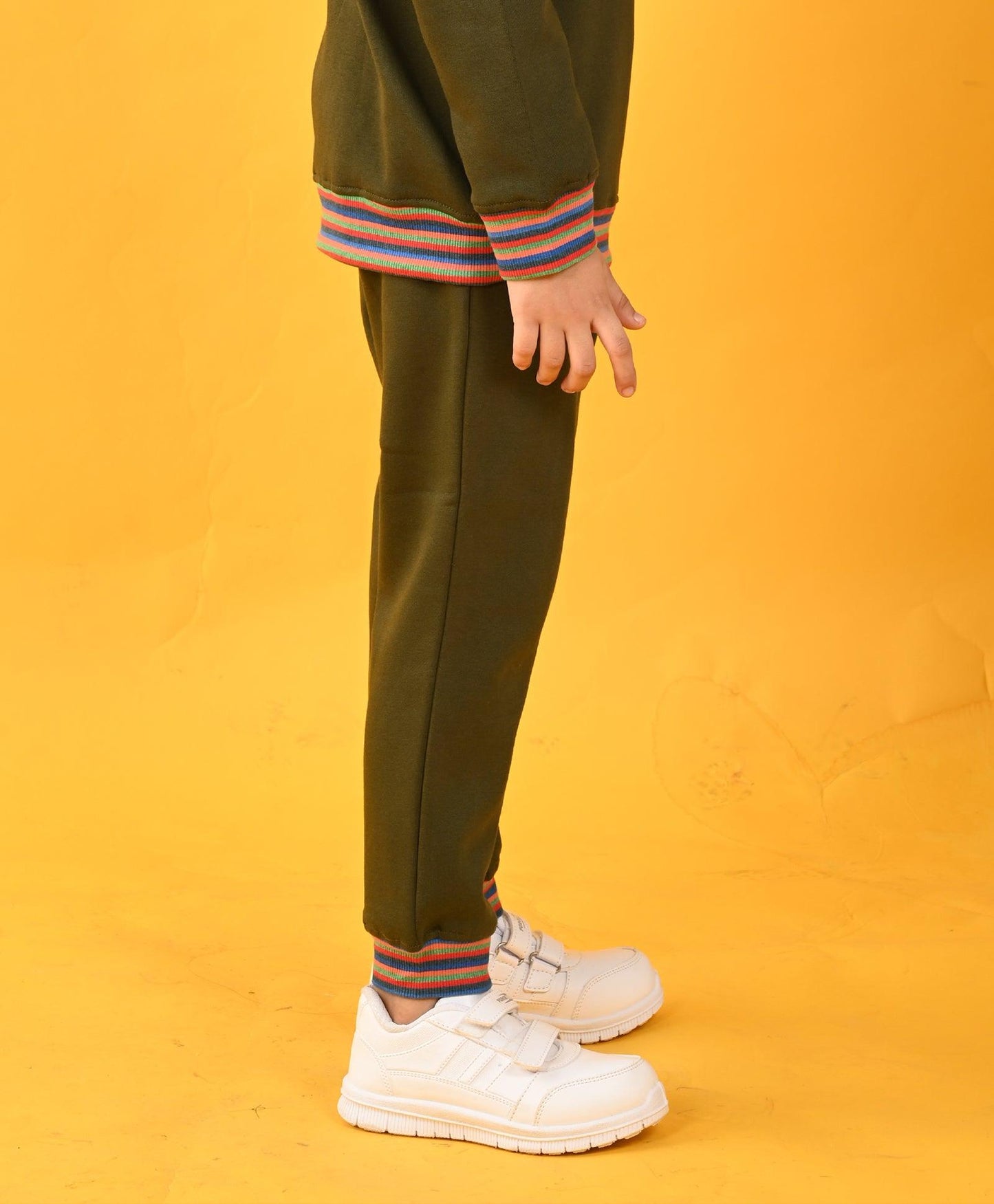 OLIVE MULTICOLOR RIB JOGGER - MULTICOLOR