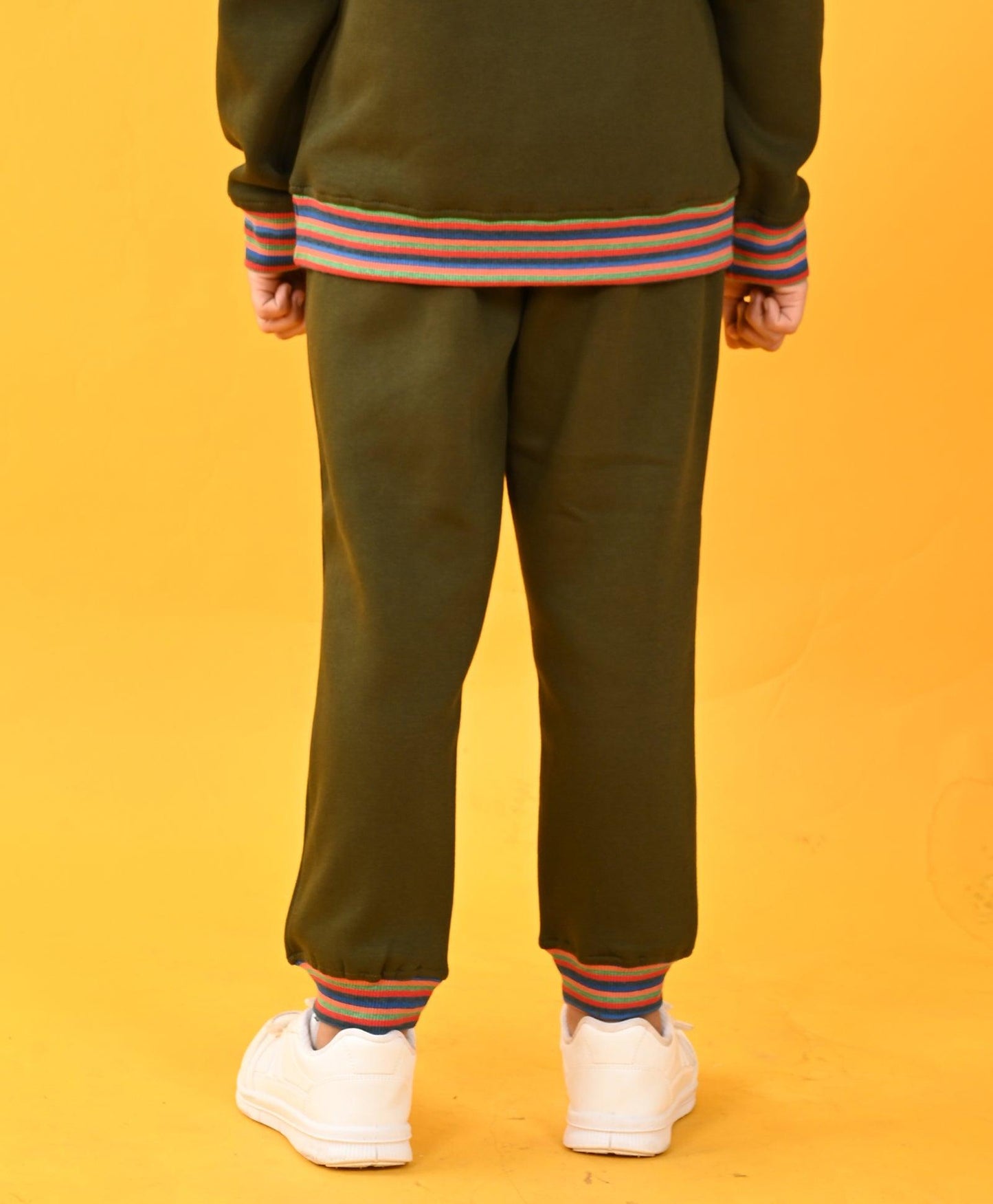 OLIVE MULTICOLOR RIB JOGGER - MULTICOLOR