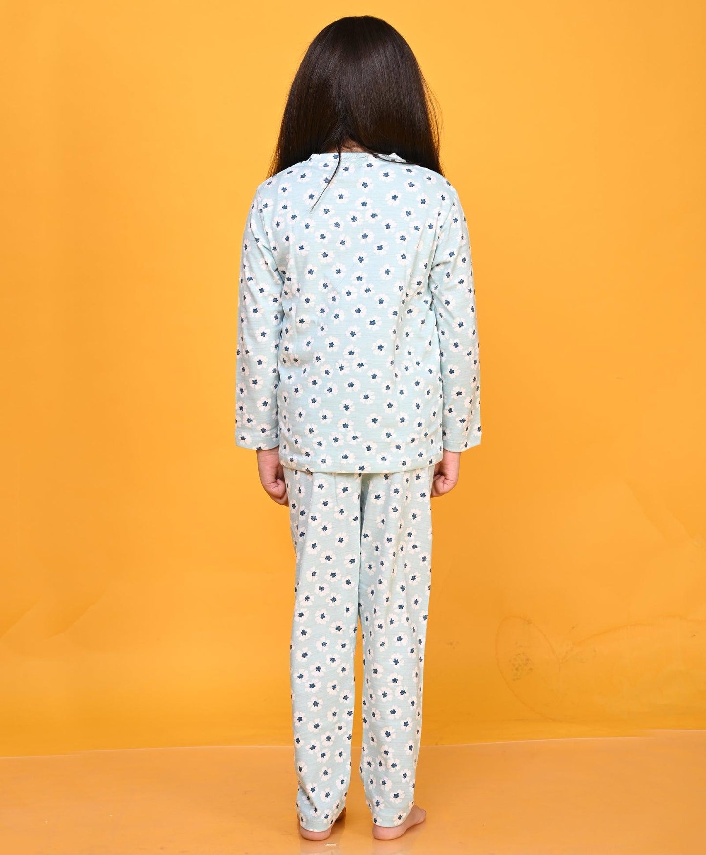 AQUA FLORAL LONG SLEEVE PYJAMA SET - AQUA
