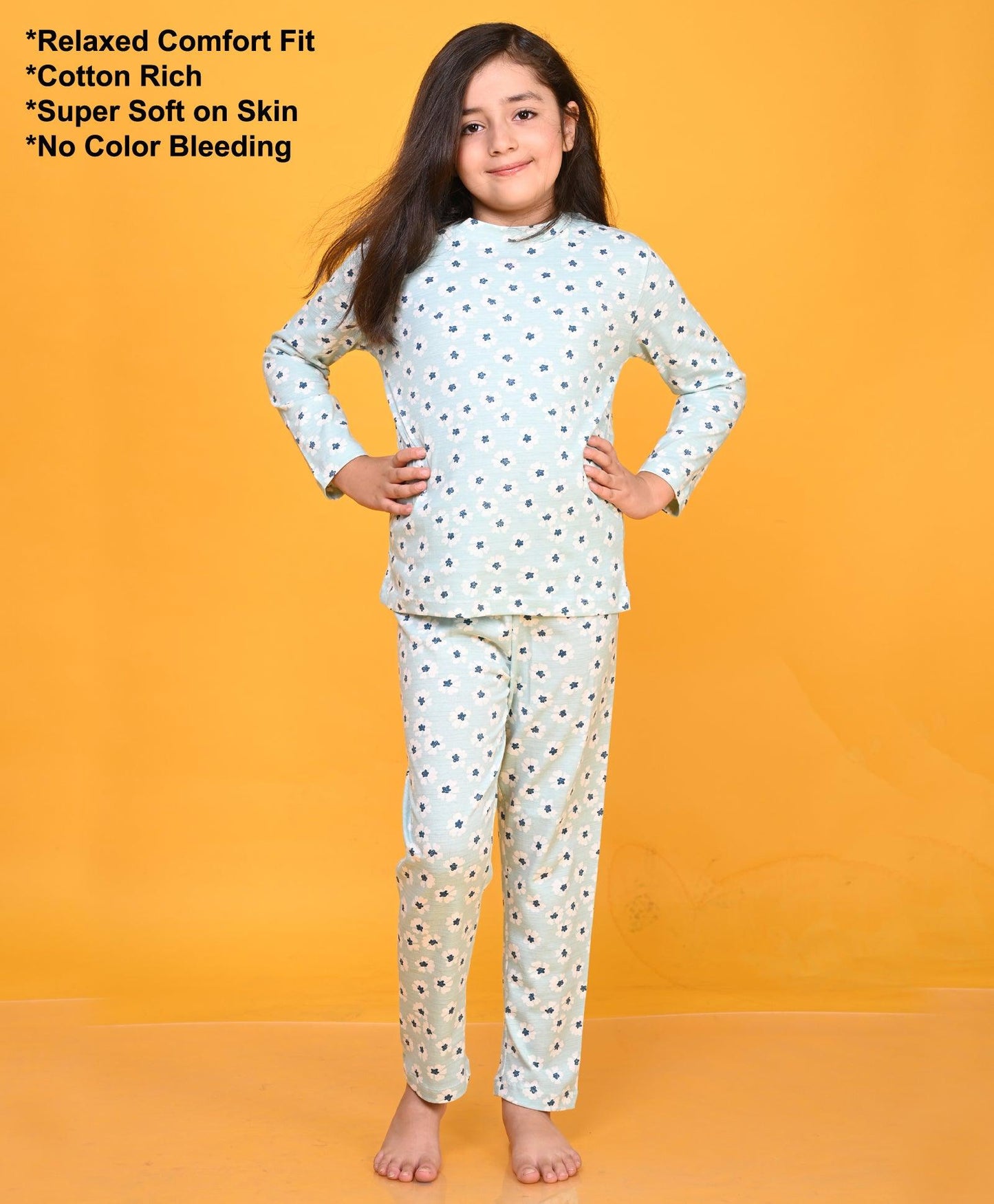 AQUA FLORAL LONG SLEEVE PYJAMA SET - AQUA