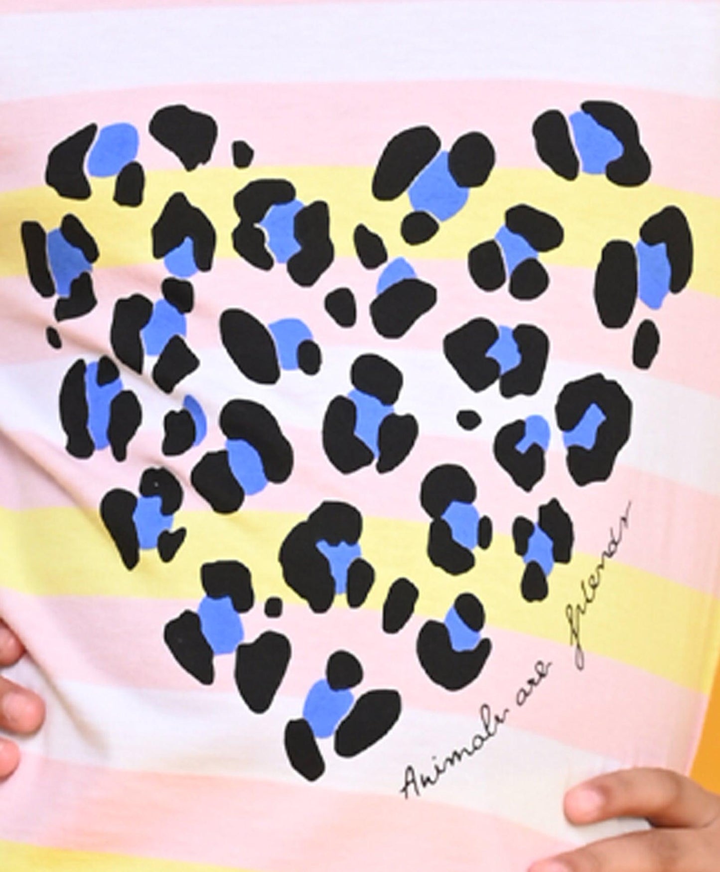 LEOPARD HEART STRIPE PRINT LONG SLEEVE PYJAMA SET - PINK/WHITE