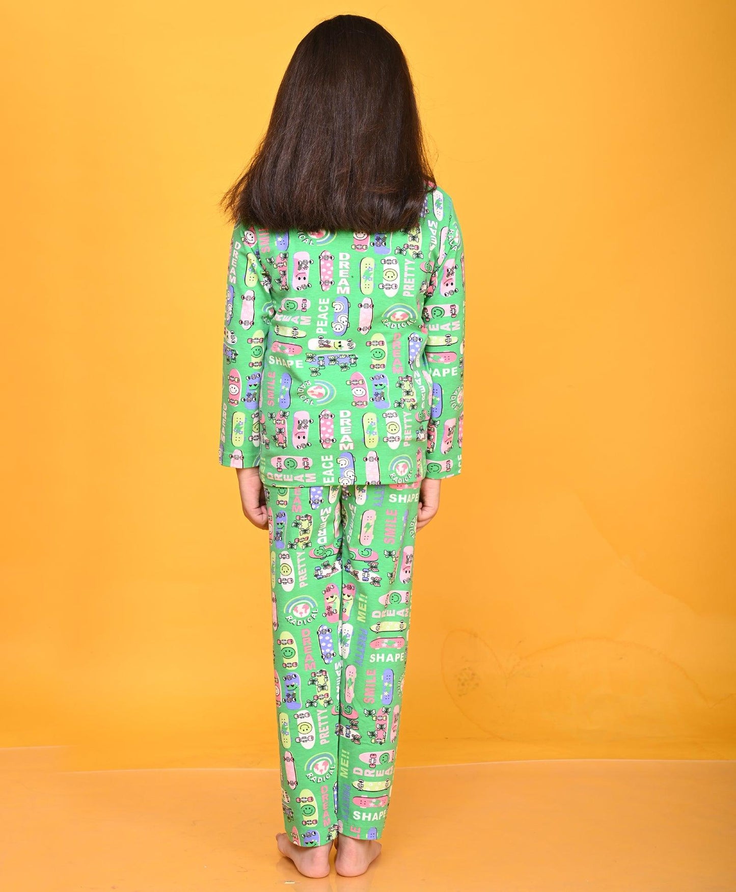 SKATE GREEN LONG SLEEEVE PYJAMA SET - GREEN
