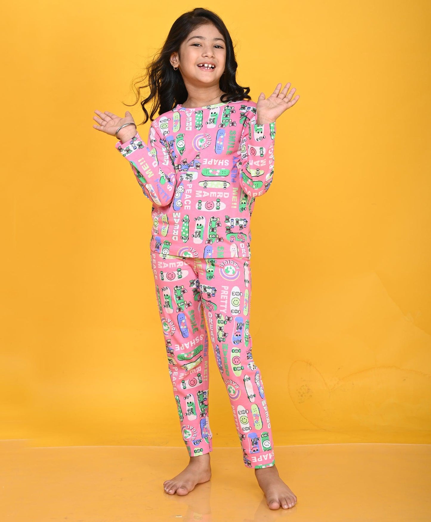 SKATE PINK LONG SLEEVE PYJAMA SET - PINK