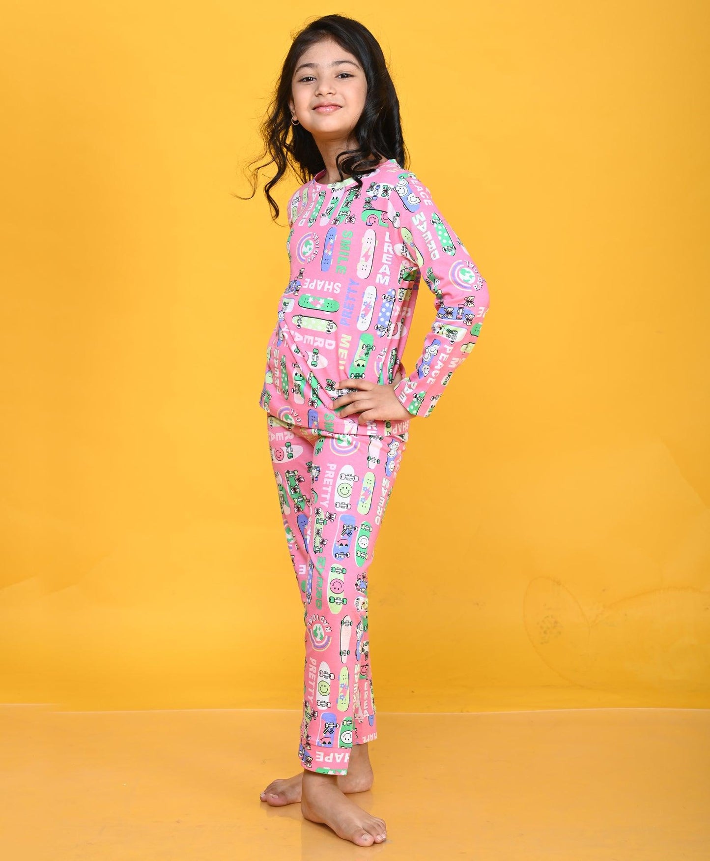 SKATE PINK LONG SLEEVE PYJAMA SET - PINK