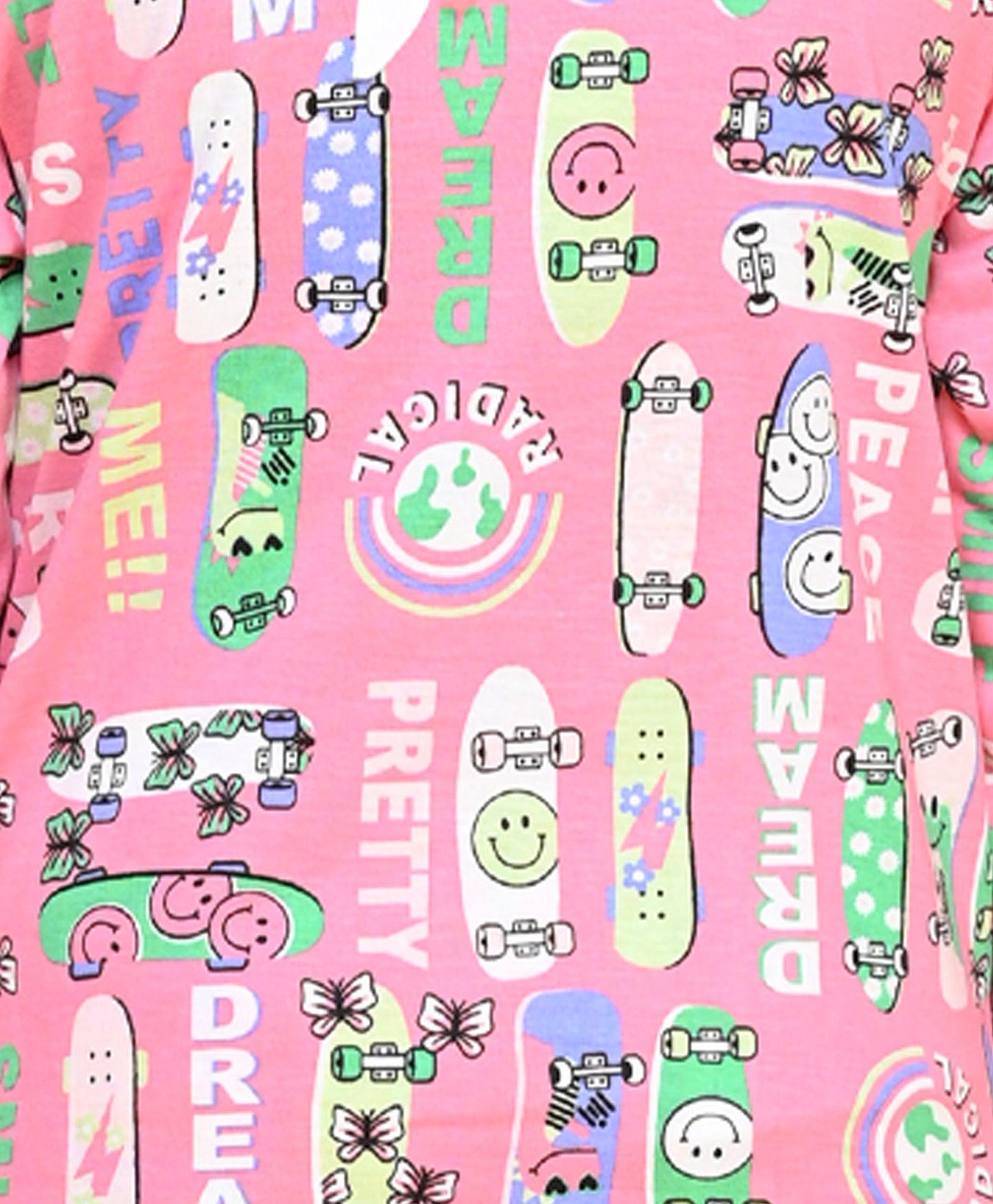 SKATE PINK LONG SLEEVE PYJAMA SET - PINK