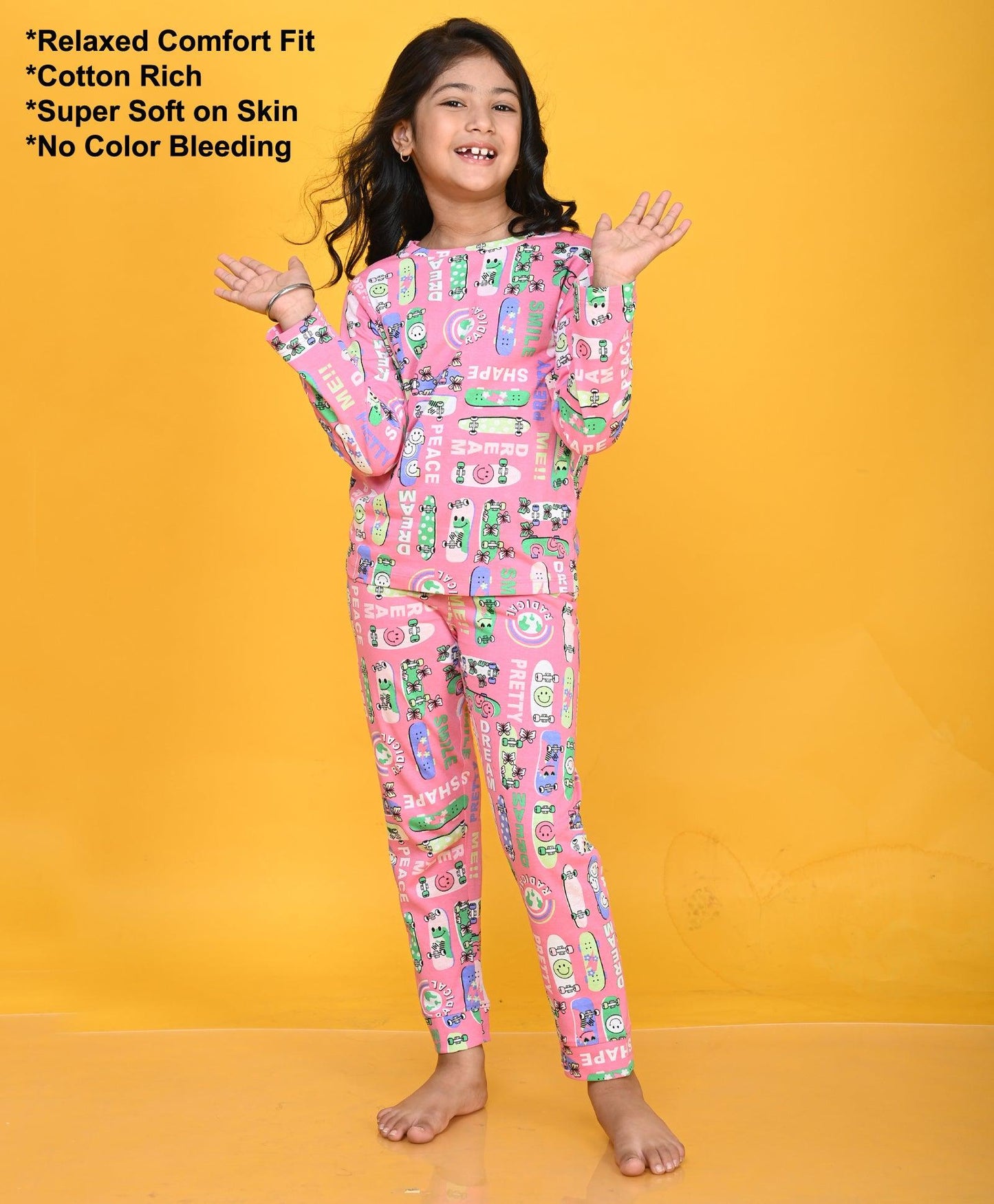 SKATE PINK LONG SLEEVE PYJAMA SET - PINK