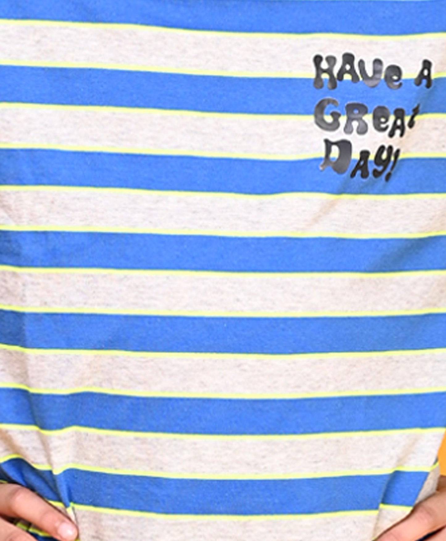 ECRU MELANGE ROYAL NEON STRIPE PYJAMA SET - ECRU