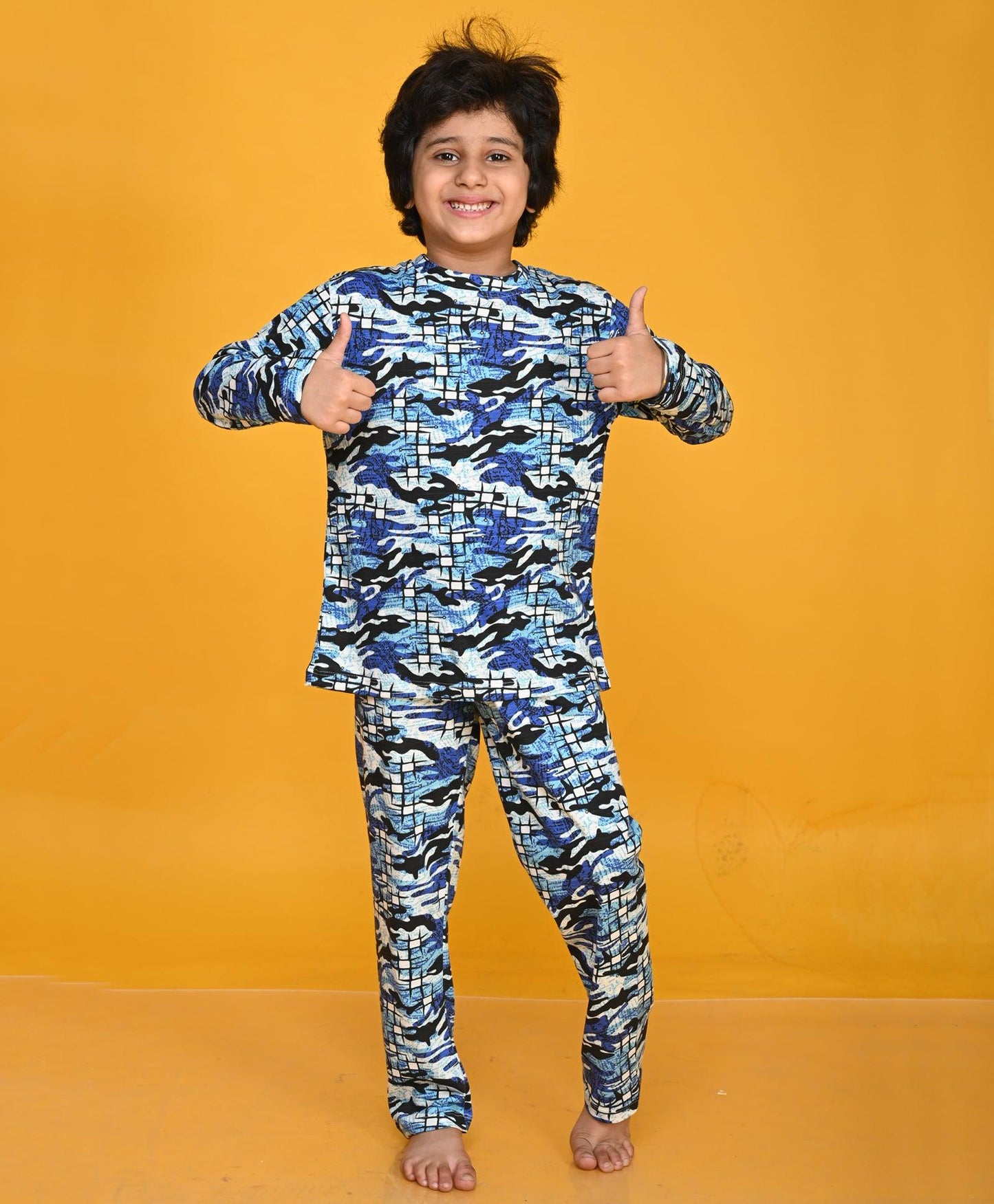 GRAFITTI CAMOUFLAGE LONG SLEEVE PYJAMA SET - BLUE