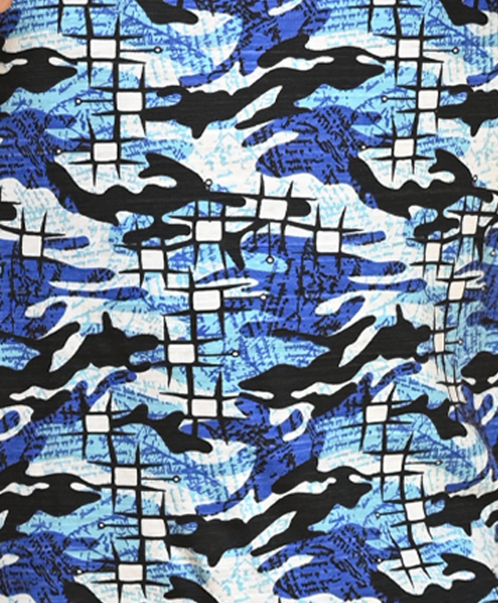 GRAFITTI CAMOUFLAGE LONG SLEEVE PYJAMA SET - BLUE - Anthrilo