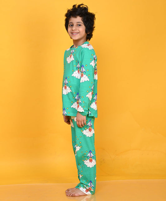 ROCKET BOYS LONG SLEEVE PYJAMA SET - GREEN - Anthrilo