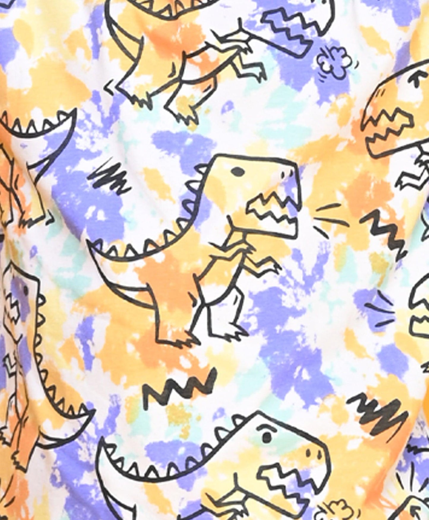 TIE DYE DINOSAUR LONG SLEEVE PYJAMA SET - WHITE