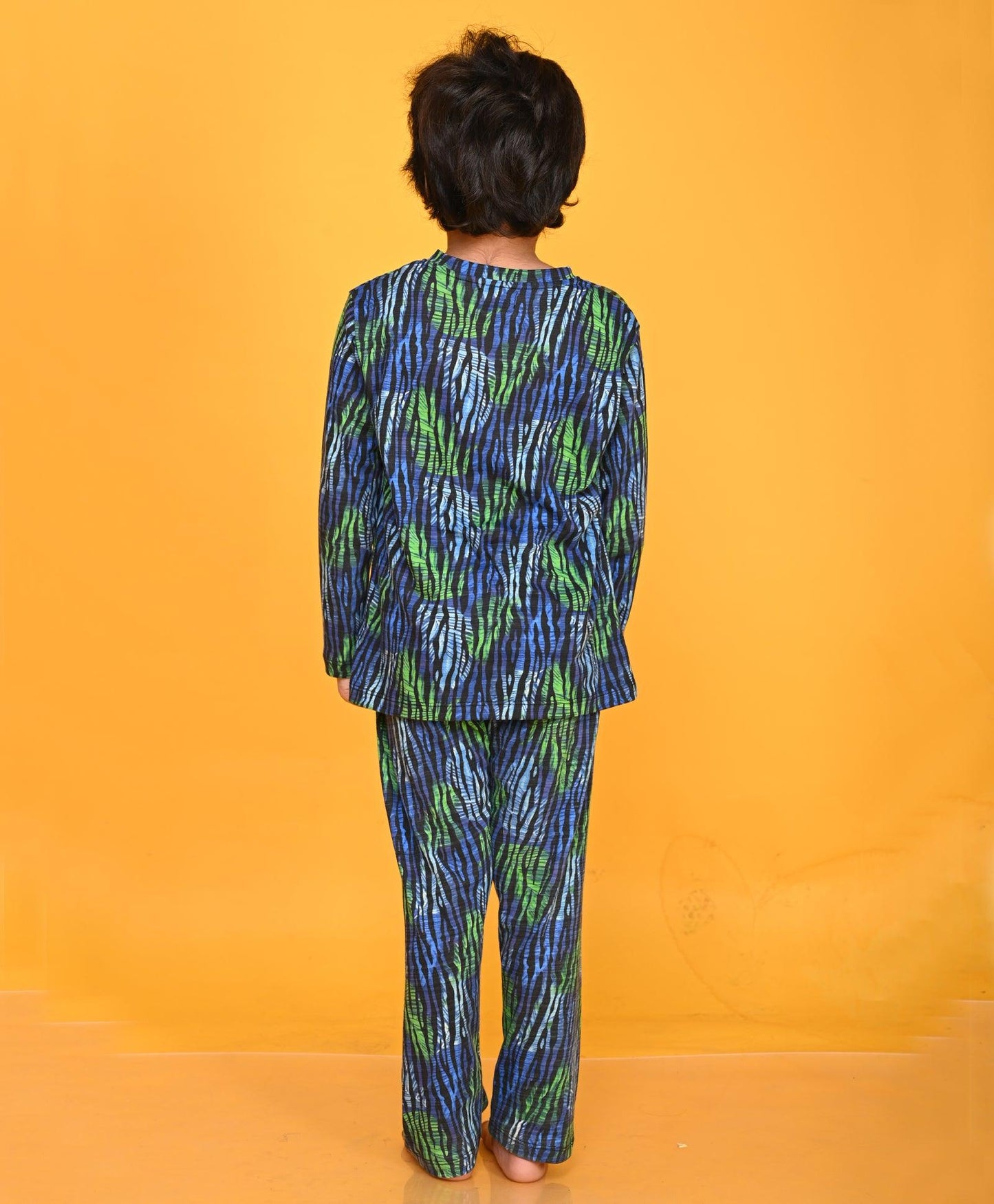 TROPICAL STRIPE LONG SLEEVE PYJAMA SET - ROYAL