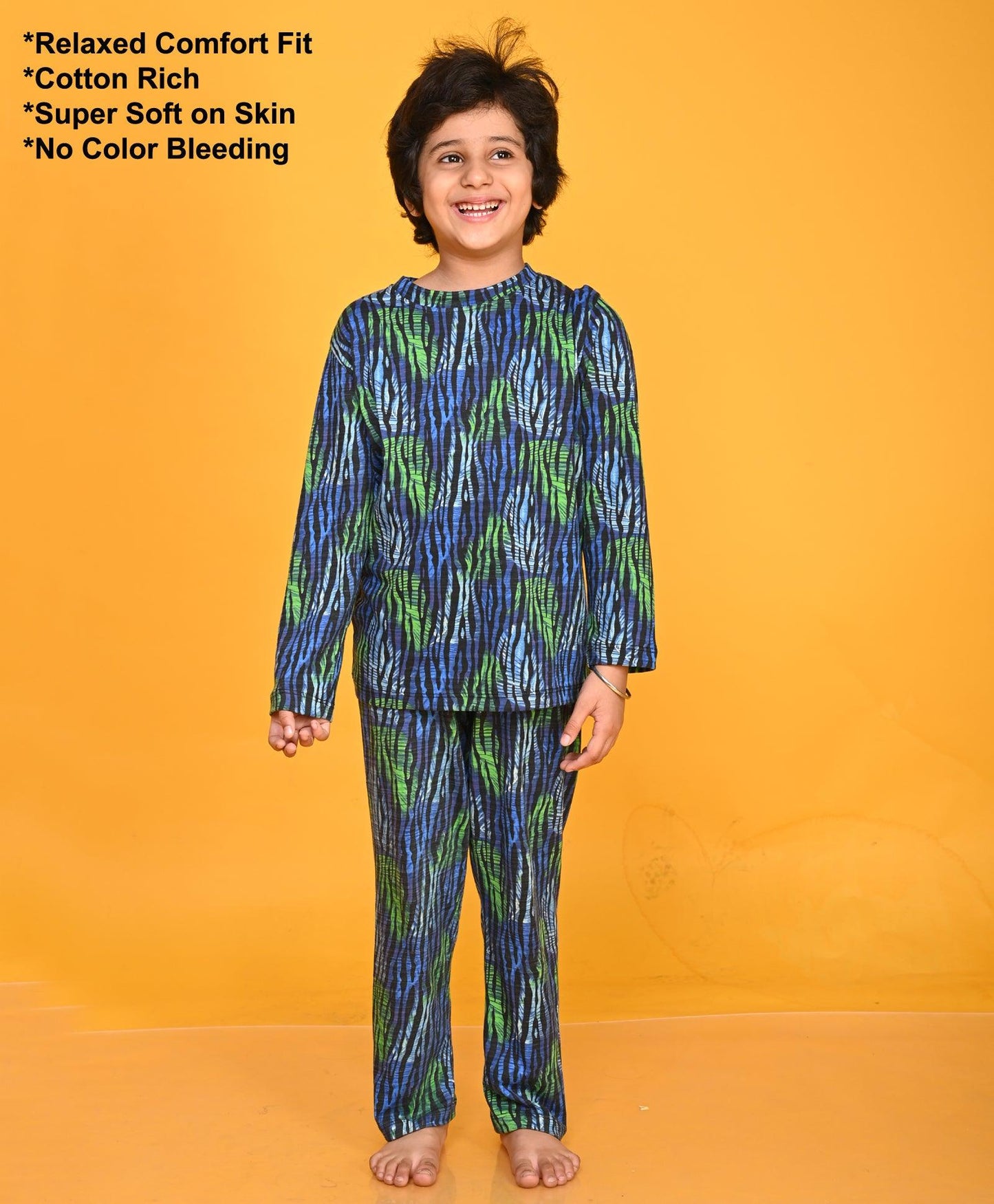 TROPICAL STRIPE LONG SLEEVE PYJAMA SET - ROYAL