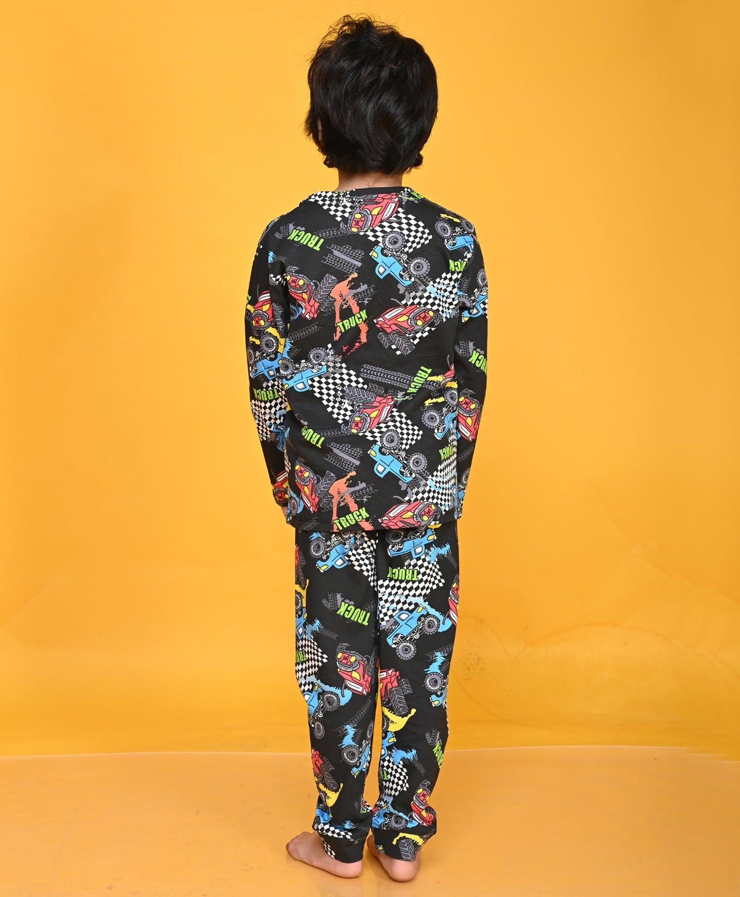 TRUCK BOYS LONG SLEEVE PYJAMA SET - BLACK