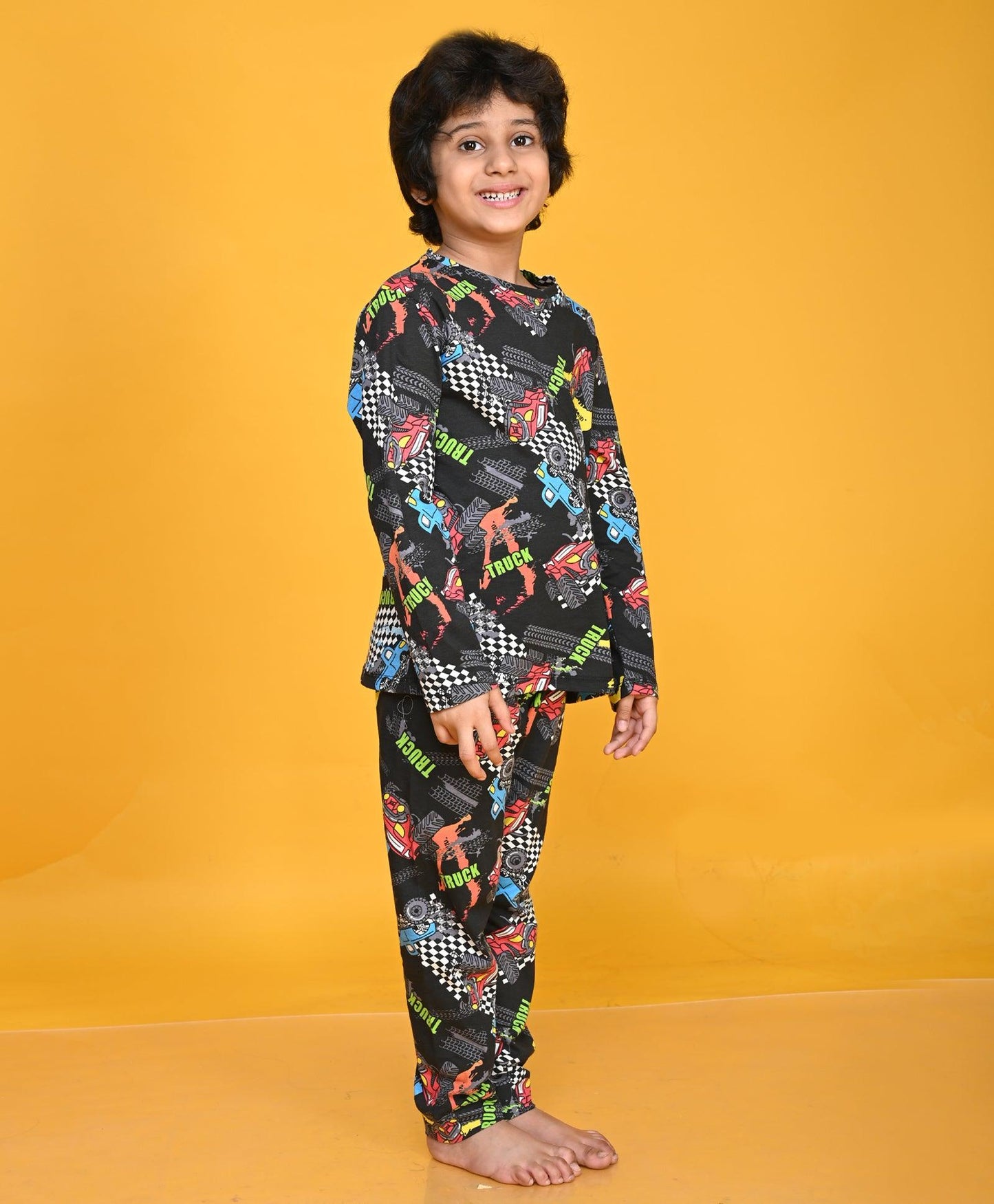 TRUCK BOYS LONG SLEEVE PYJAMA SET - BLACK