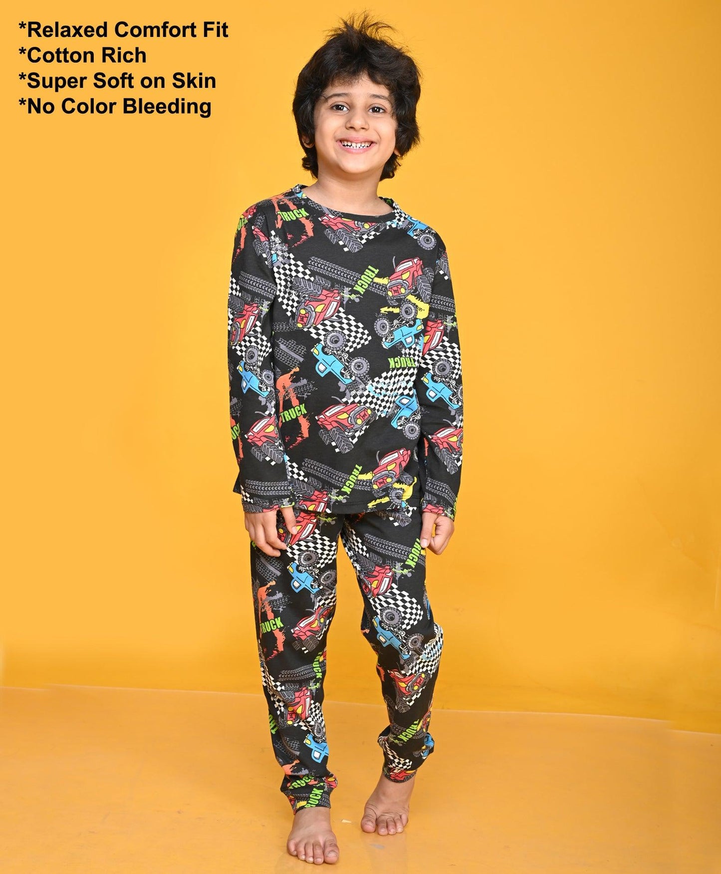 TRUCK BOYS LONG SLEEVE PYJAMA SET - BLACK