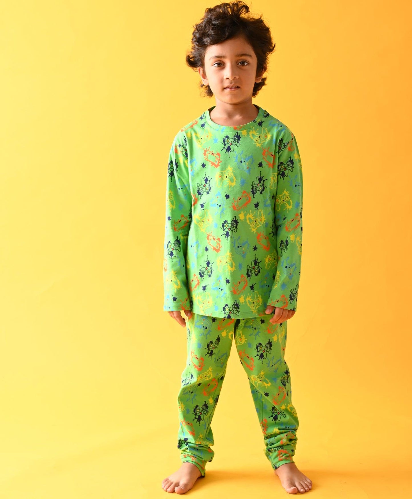 GAMER BOYS LONG SLEEVE PYJAMA SET - GREEN