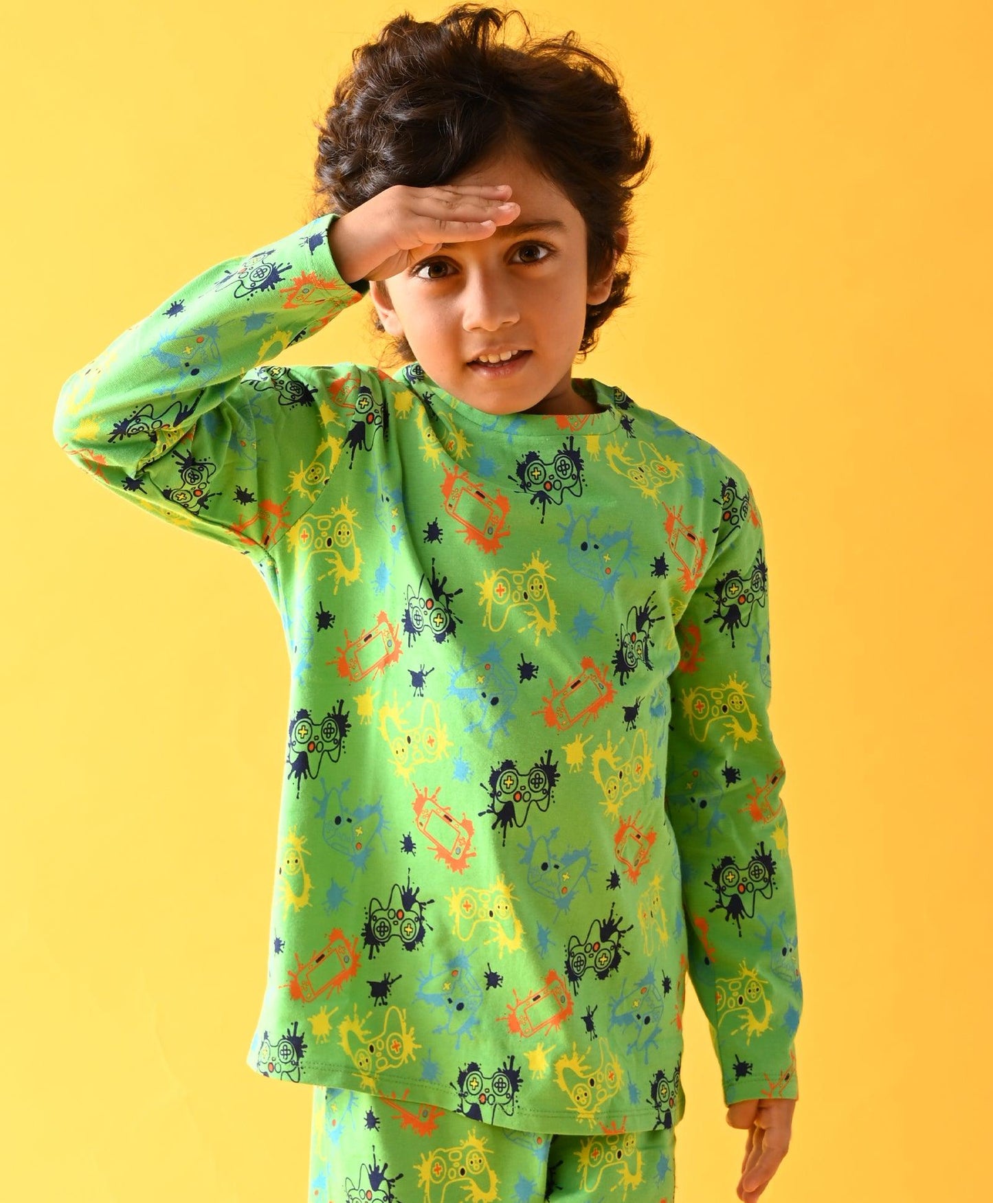 GAMER BOYS LONG SLEEVE PYJAMA SET - GREEN