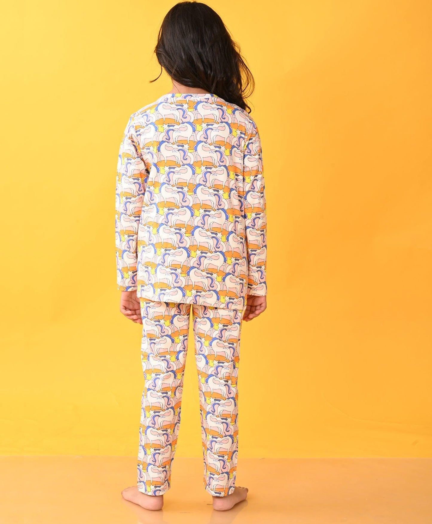 UNICORN RAINBOW LONG SLEEVE PYJAMA SET - WHITE