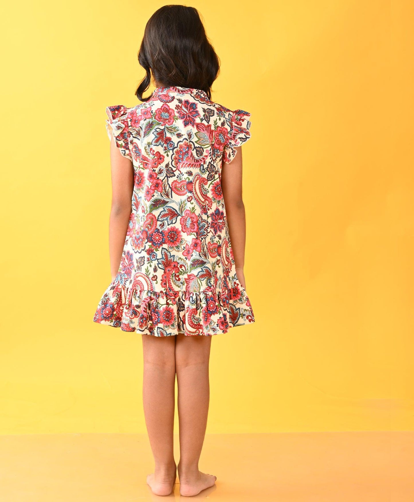 PRETTY FLOWER FLARED DRESS - PINK
