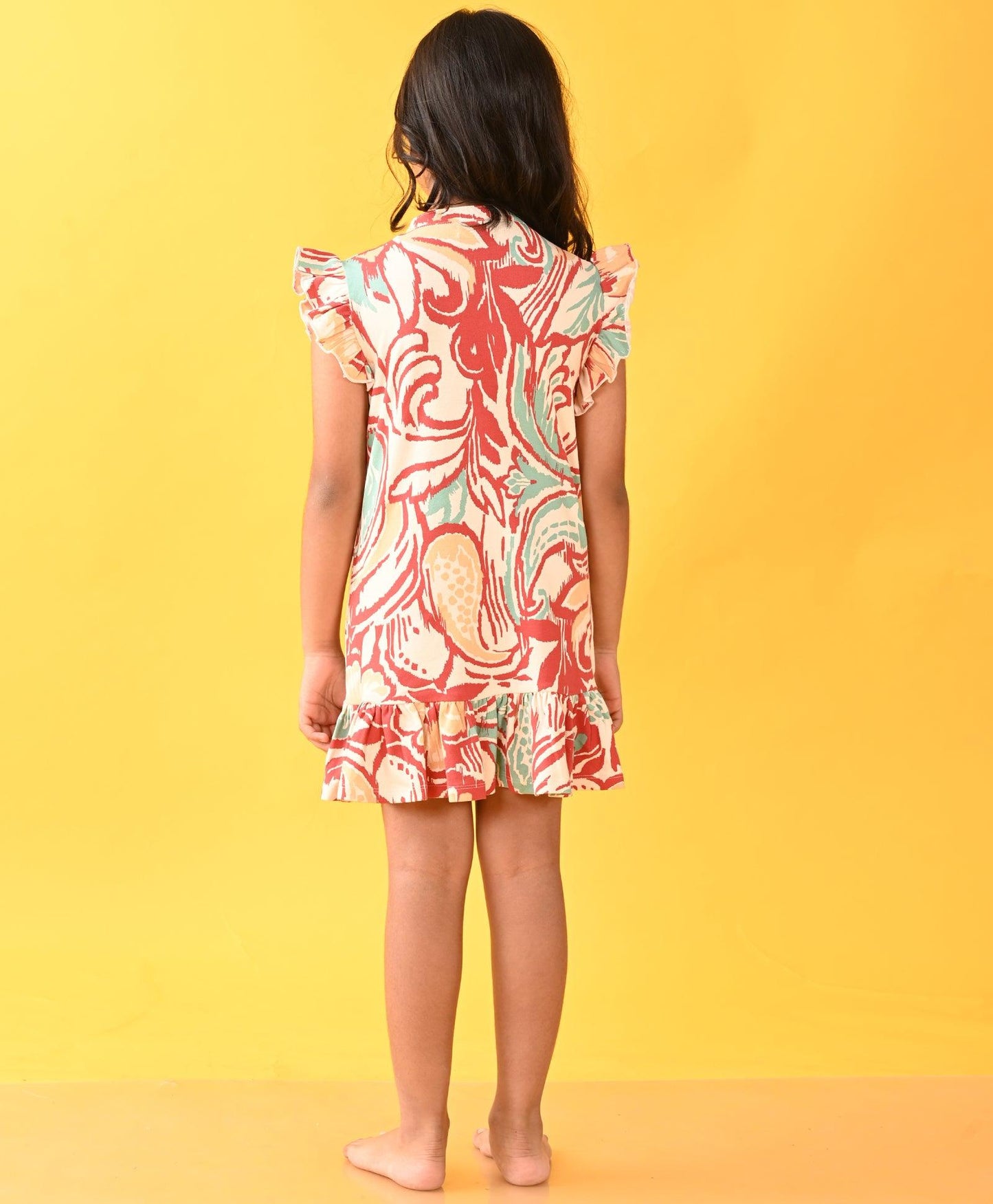 ABSTRACT SUMMER FLARED DRESS - AQUA