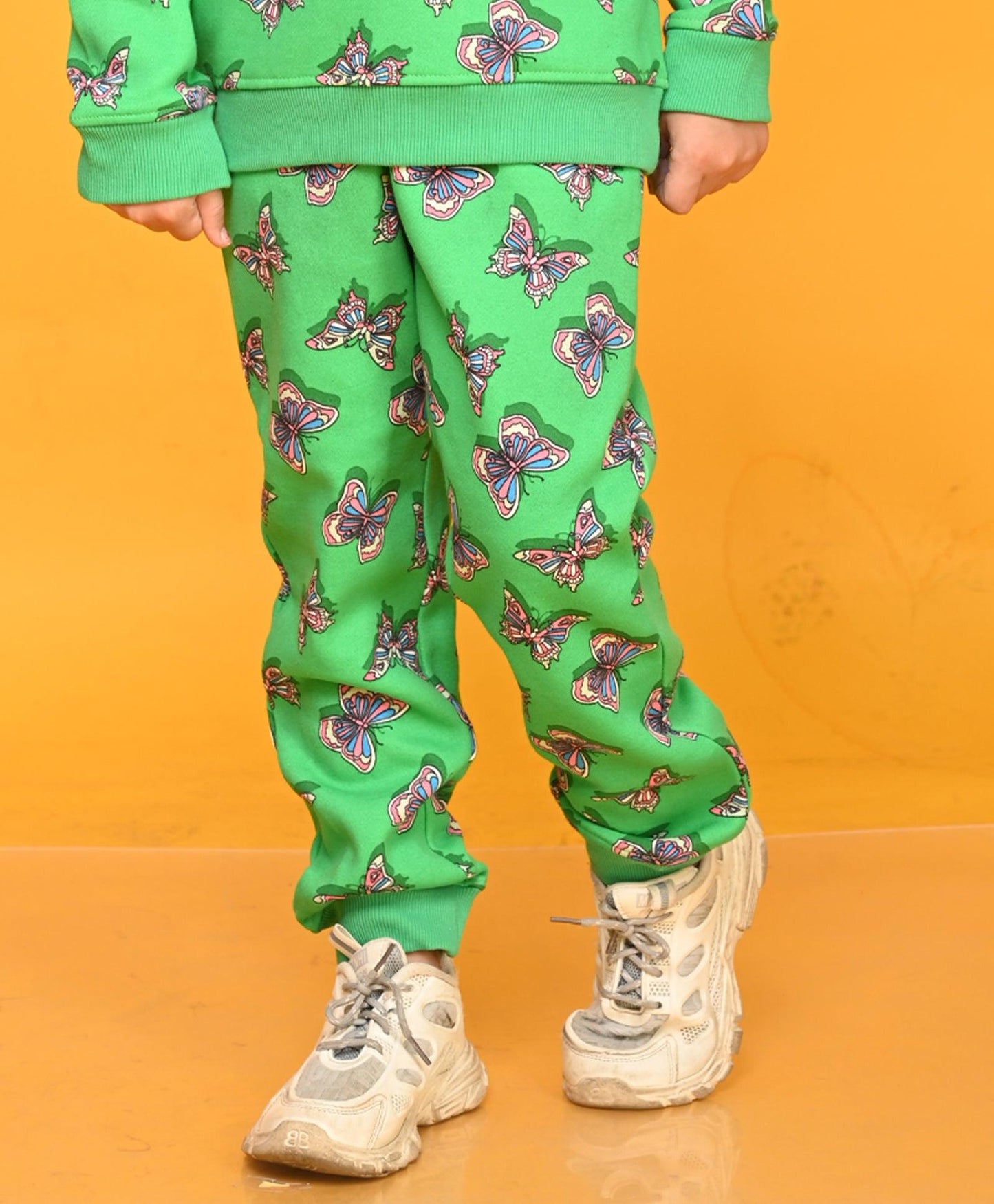 BUTTERFLY DARK GREEN FLEECE JOOGER - GREEN