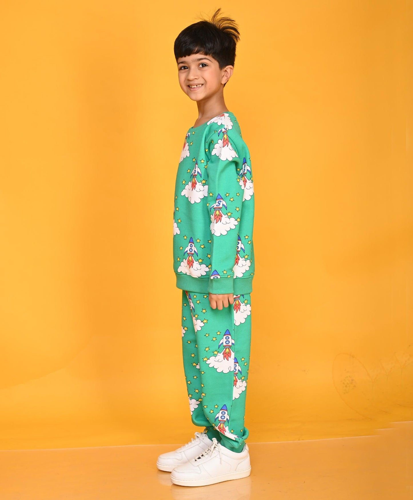 ROCKET GREEN FLEECE SWEATSHIRT JOGGER SET - GREEN