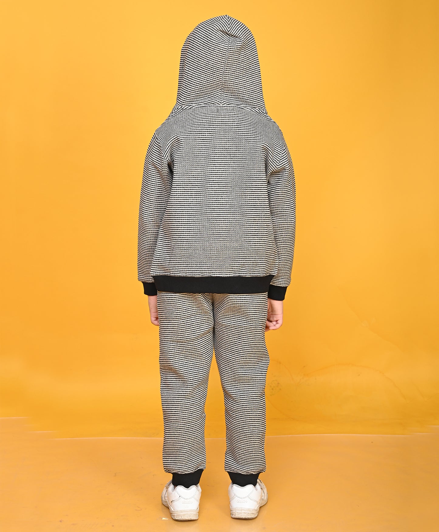 BLACK BEIGE BOYS HOODIE JOGGER SET - BLACK