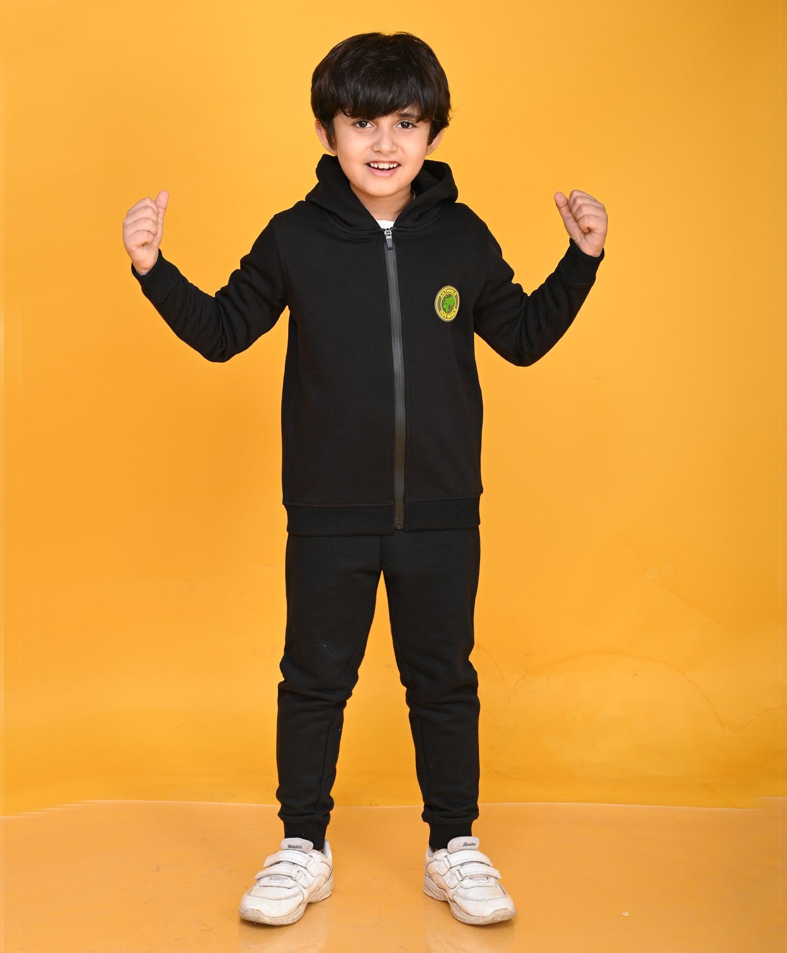 BLACK FULL ZIPPER BOYS HOODIE JOGGER SET BLACK – Anthrilo