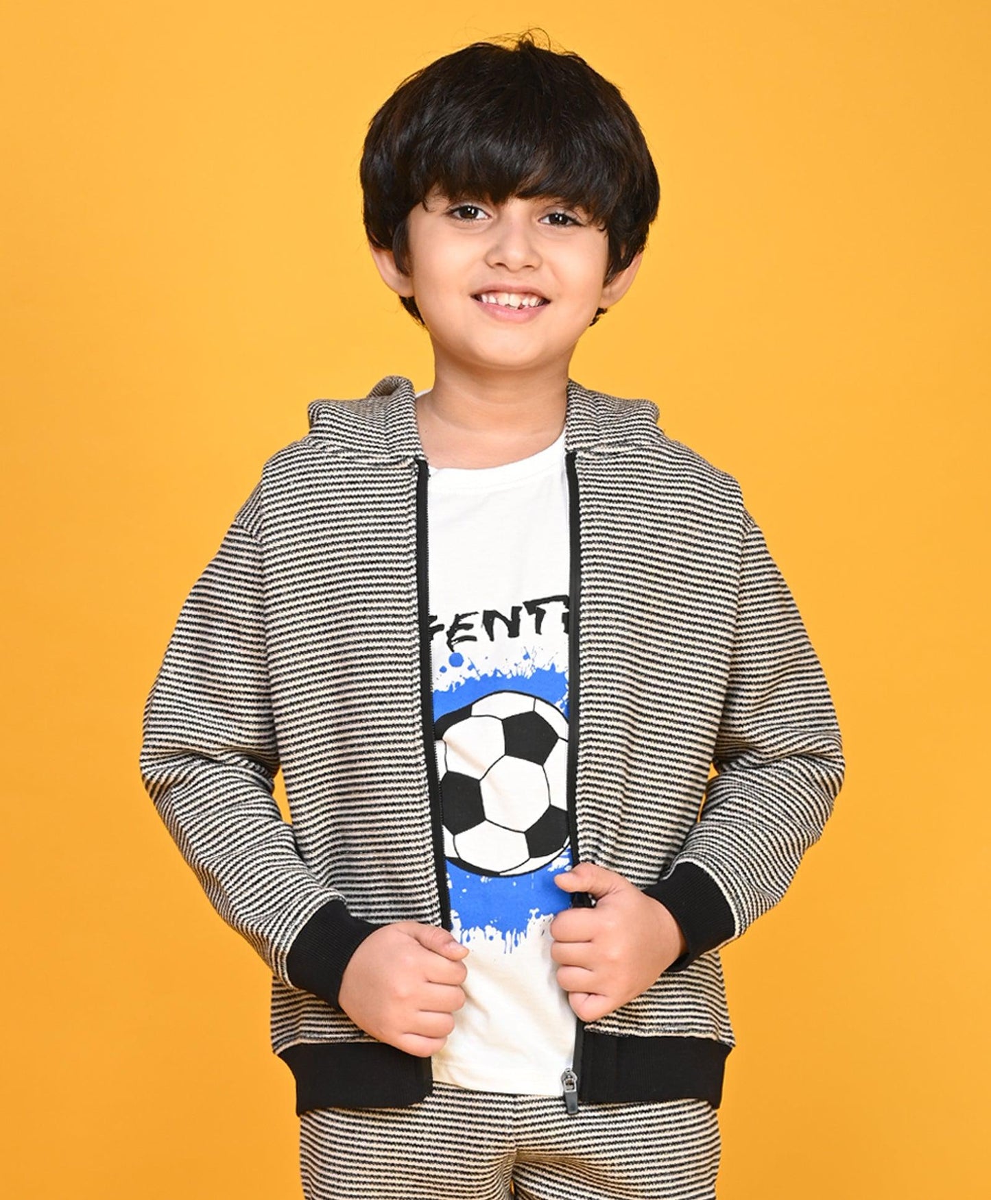 BLACK BEIGE BOYS FLEECE HOODIE - BLACK