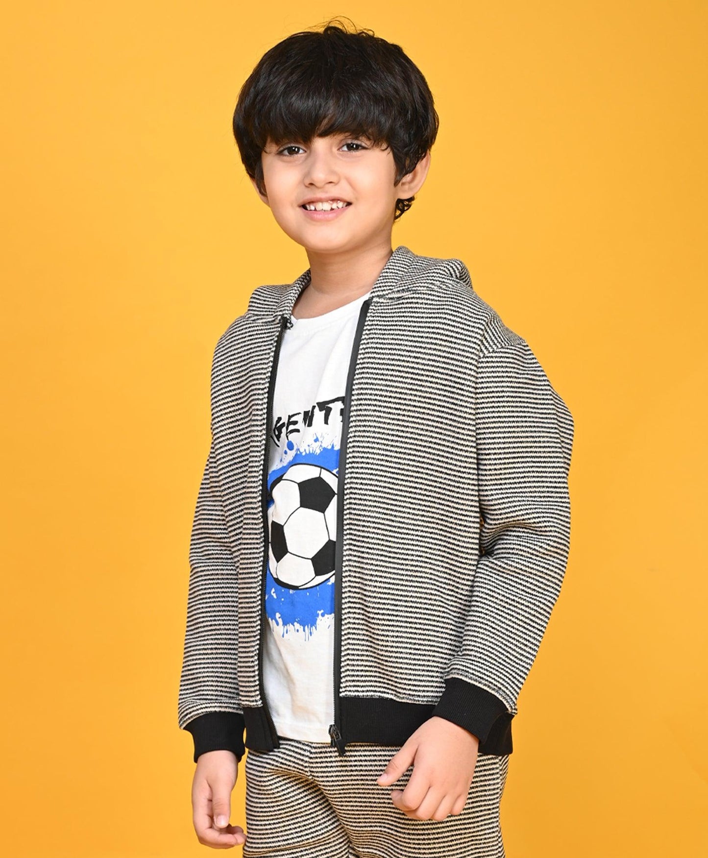 BLACK BEIGE BOYS FLEECE HOODIE - BLACK