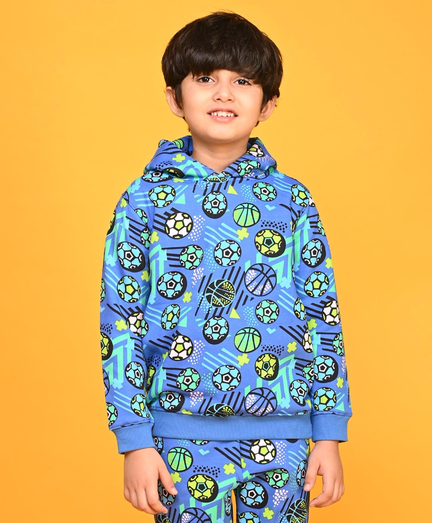 FOOTBALL BLUE BOYS FLEECE HOODIE - BLUE - Anthrilo