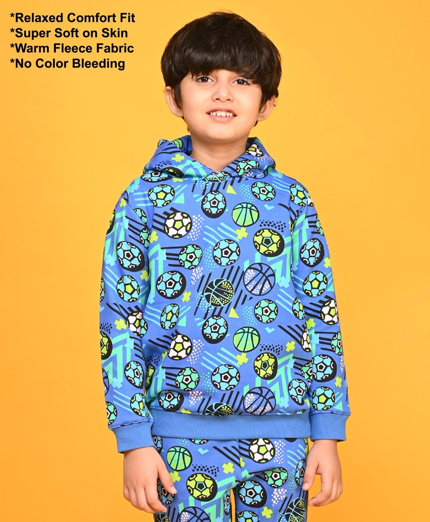 FOOTBALL BLUE BOYS FLEECE HOODIE - BLUE - Anthrilo