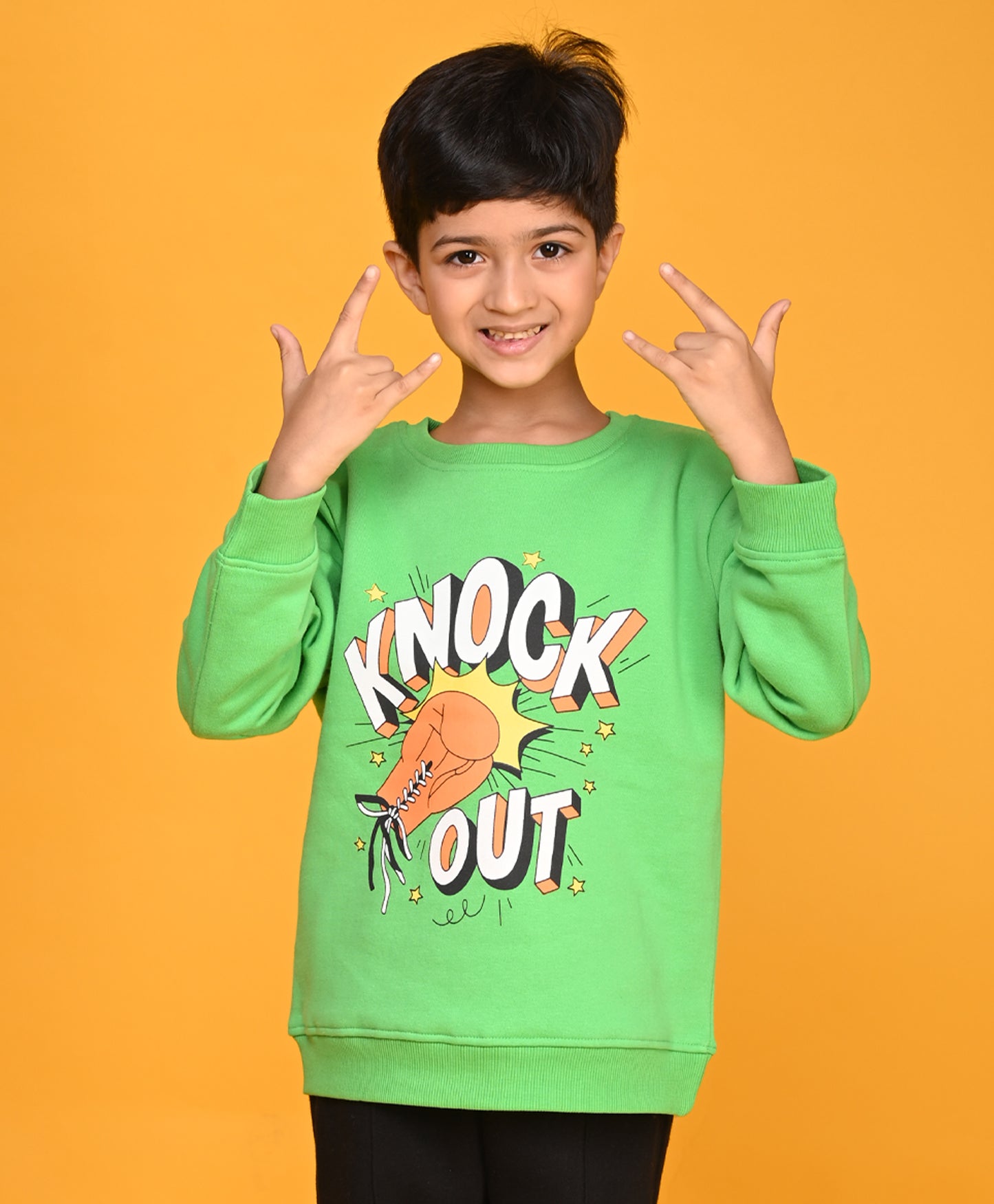 GREEN KNOCK OUT BOYS FLEECE SWEATSHIRT - GREEN