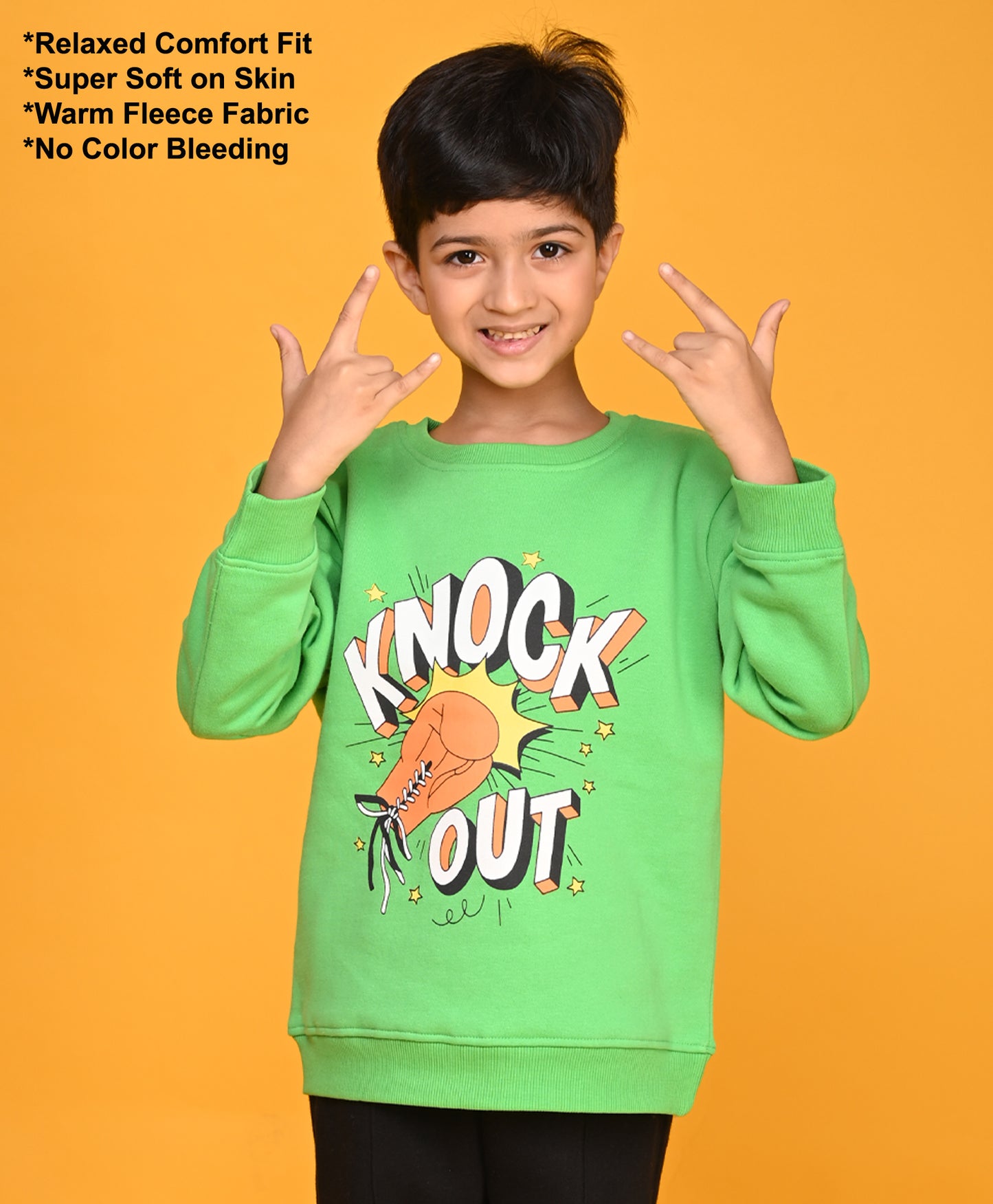 GREEN KNOCK OUT BOYS FLEECE SWEATSHIRT - GREEN