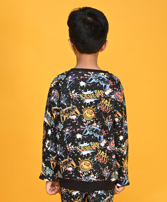 LEVEL UP BOYS FLEECE SWEATSHIRT - BLACK - Anthrilo