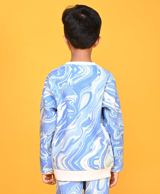 MARBLING BOYS FLEECE SWEATSHIRT - BLUE - Anthrilo