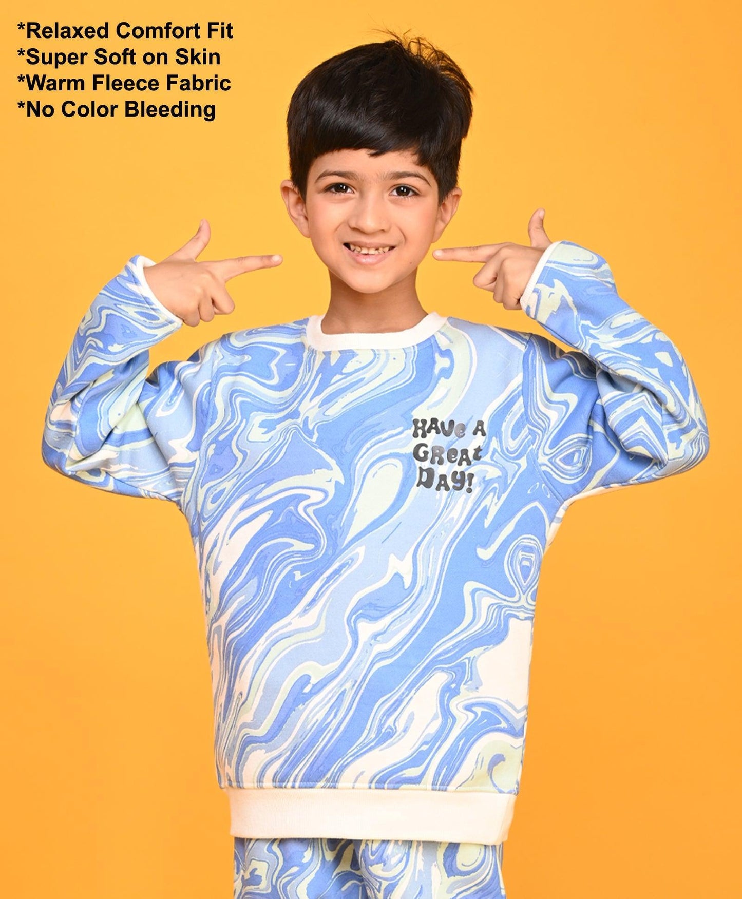 MARBLING BOYS FLEECE SWEATSHIRT - BLUE - Anthrilo