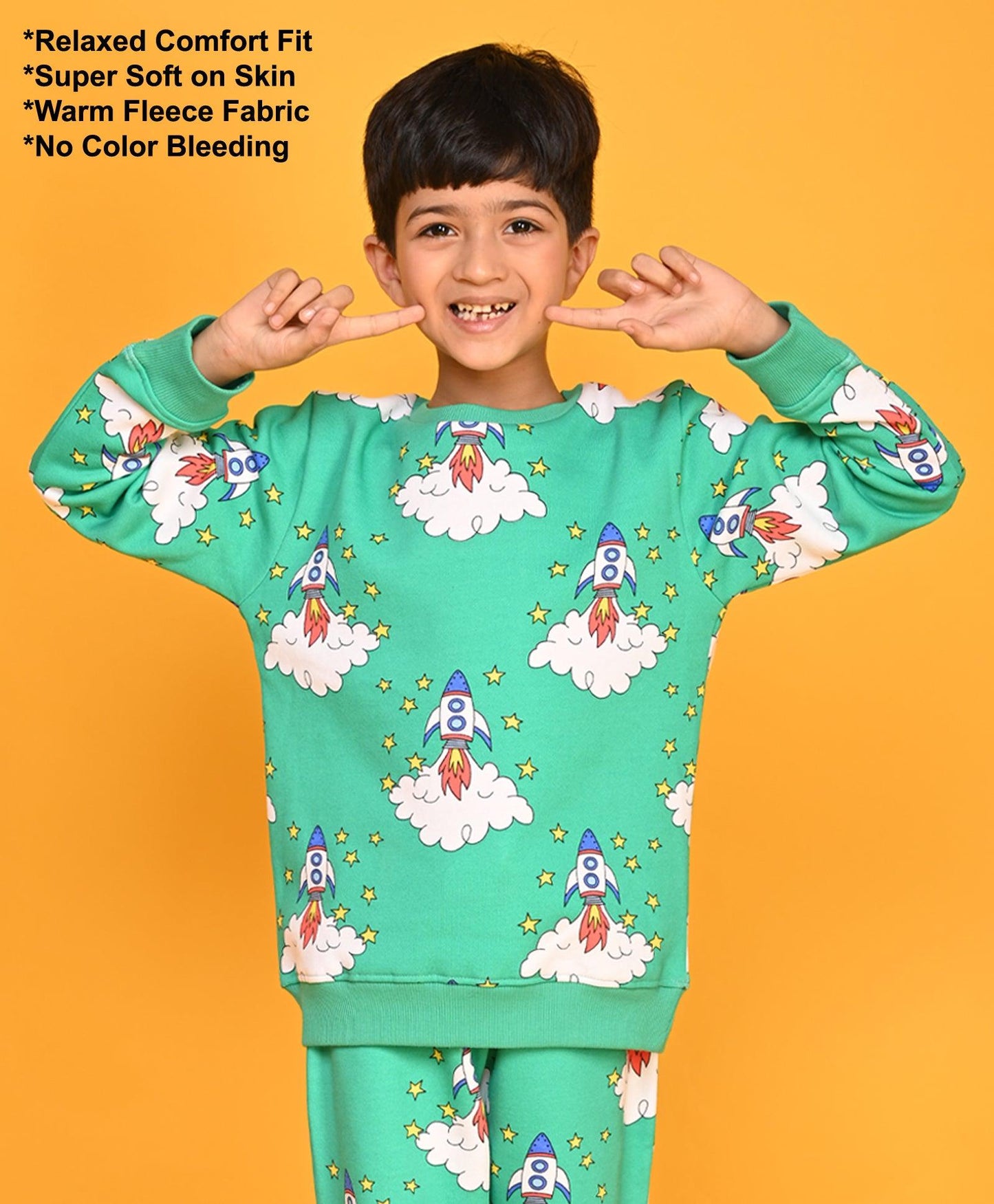 ROCKET GREEN BOYS FLEECE SWEATSHIRT - GREEN