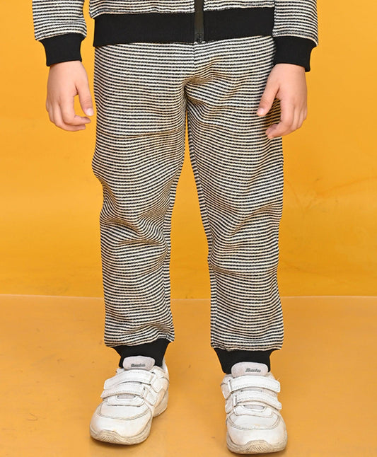BLACK BEIGE KNITTED BOYS FLEECE JOGGER - BLACK