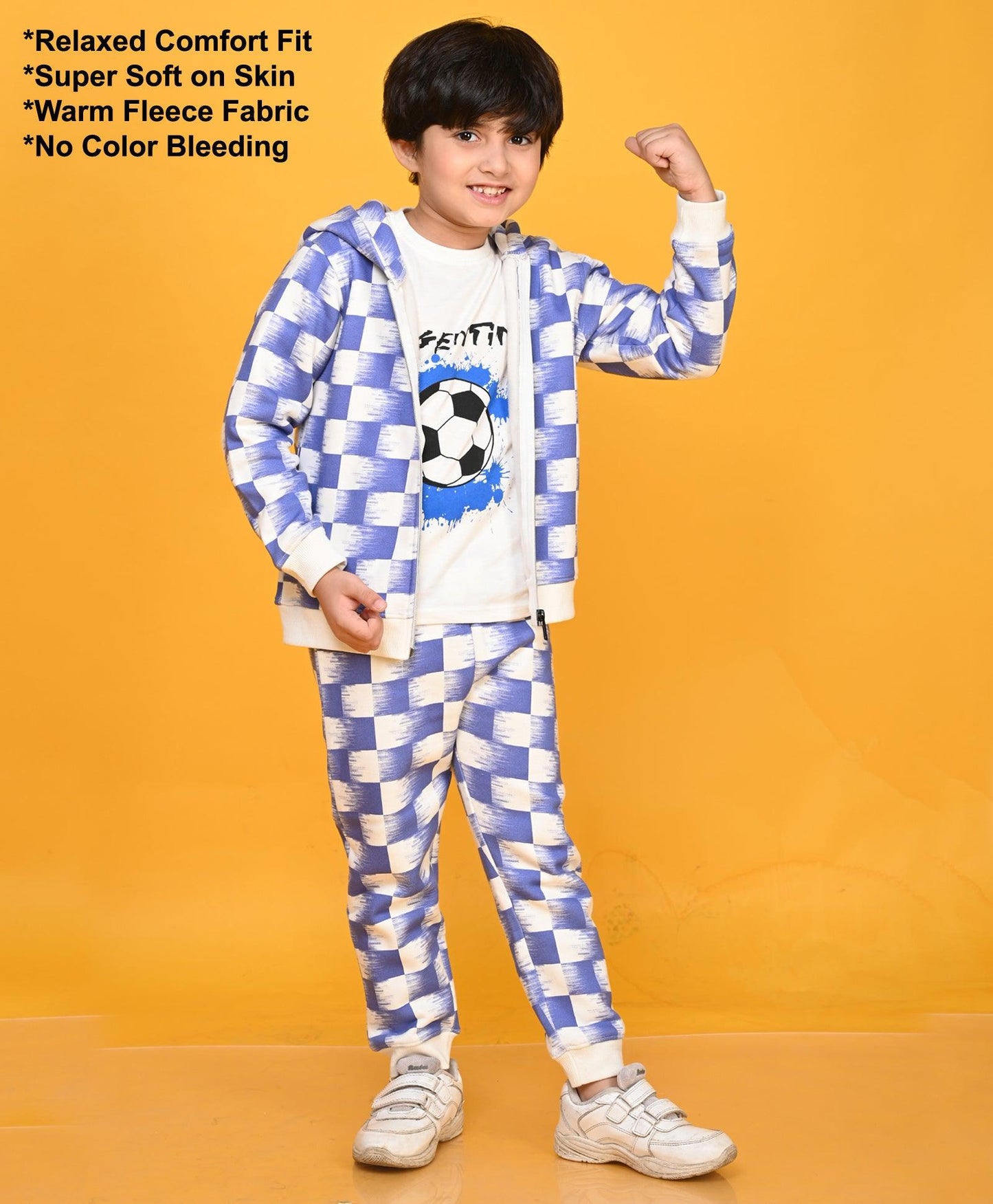 CHECK BLUE BOYS FLEECE JOGGER - BLUE
