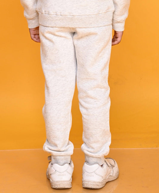 ECRU MELANGE BOYS FLEECE JOGGER - ECRU - Anthrilo