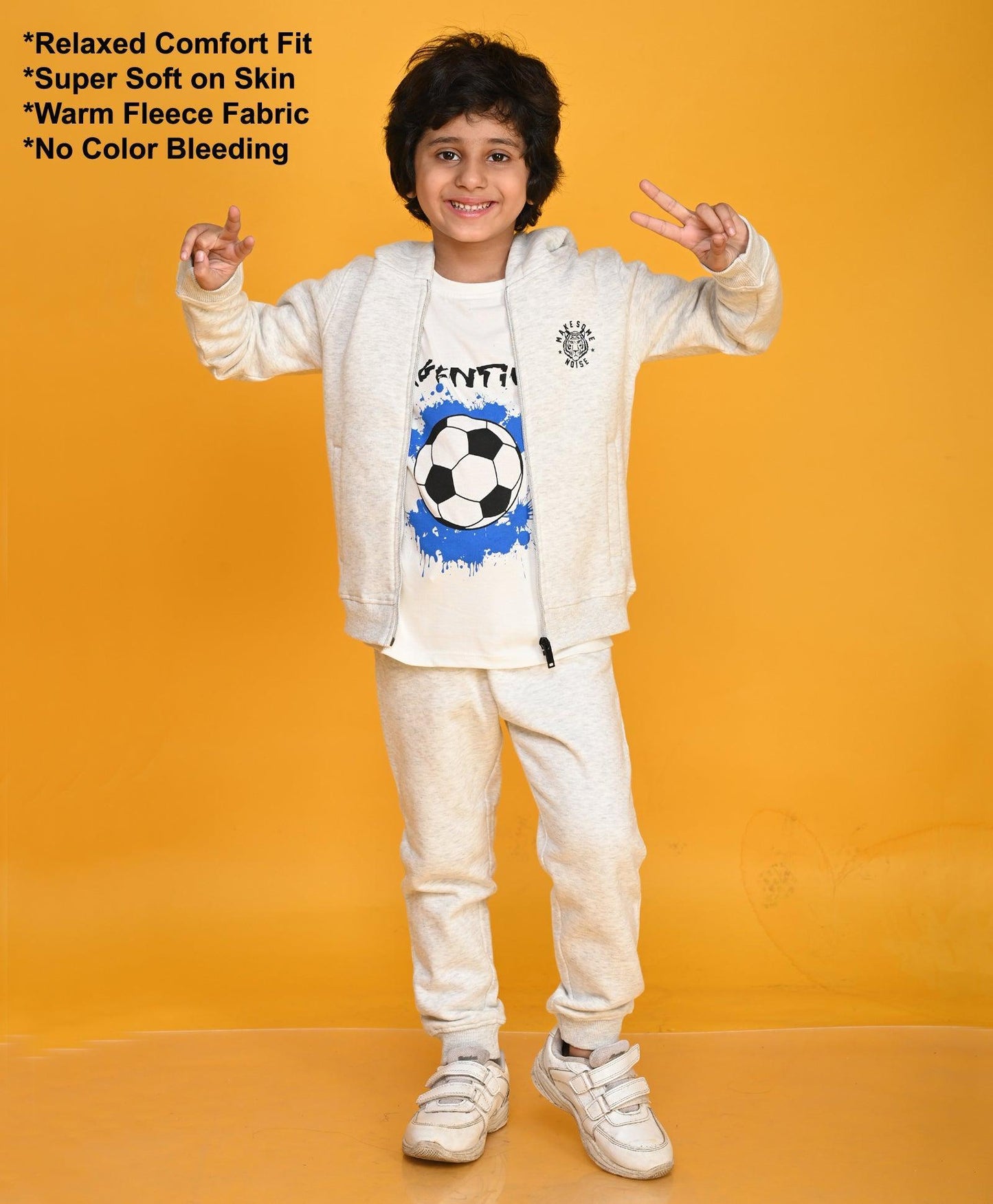 ECRU MELANGE BOYS FLEECE JOGGER - ECRU - Anthrilo