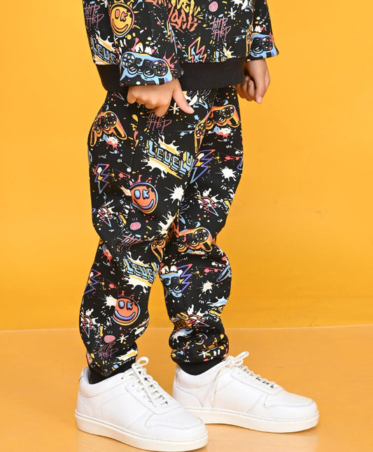 LEVEL UP BOYS FLEECE JOGGER - BLACK - Anthrilo