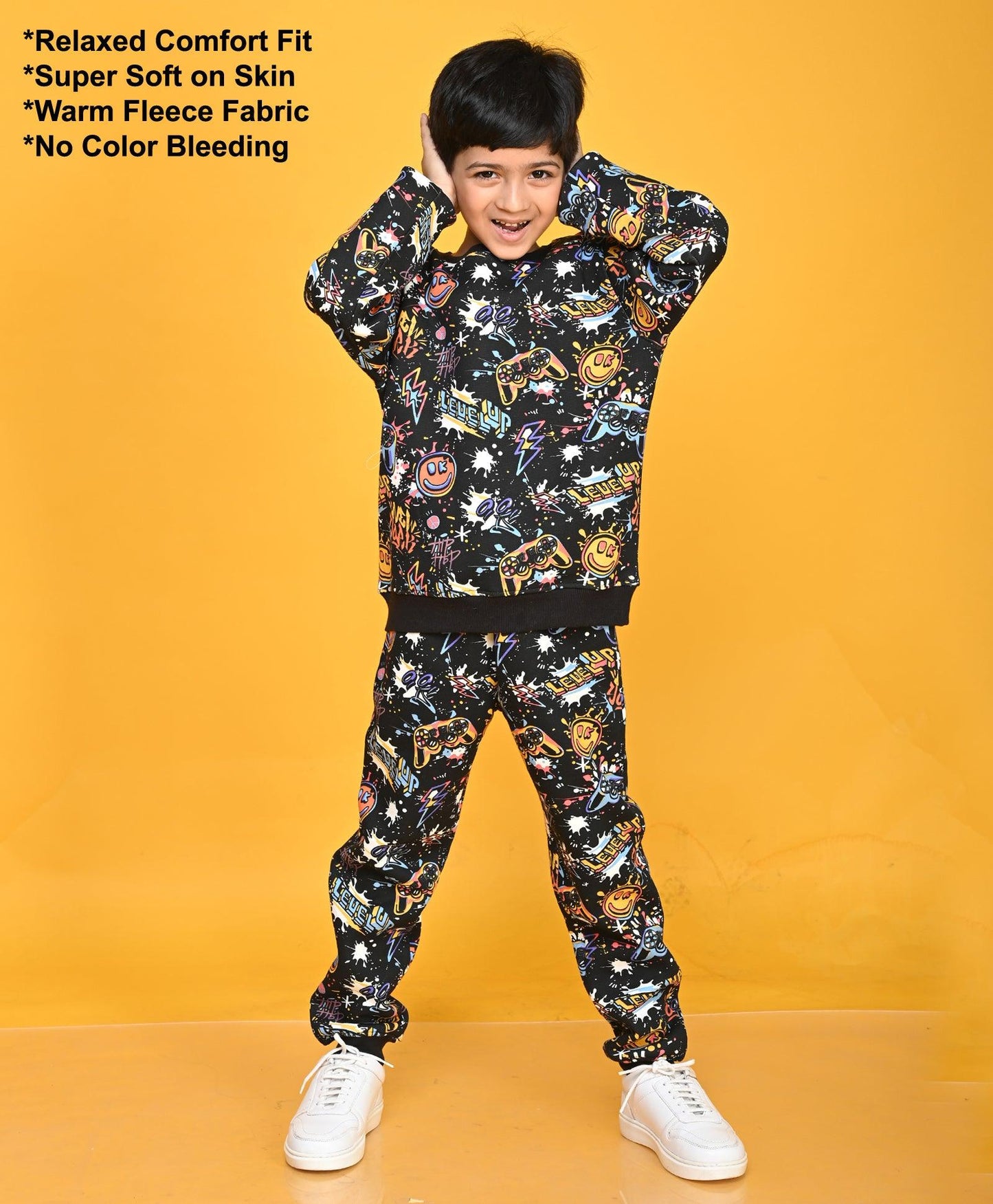 LEVEL UP BOYS FLEECE JOGGER - BLACK
