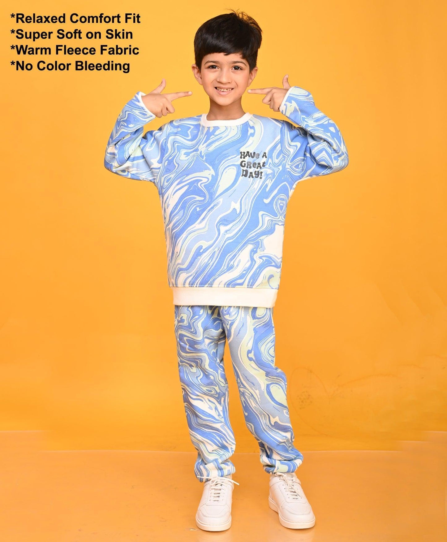 MARBLING BOYS FLEECE JOGGER - BLUE - Anthrilo