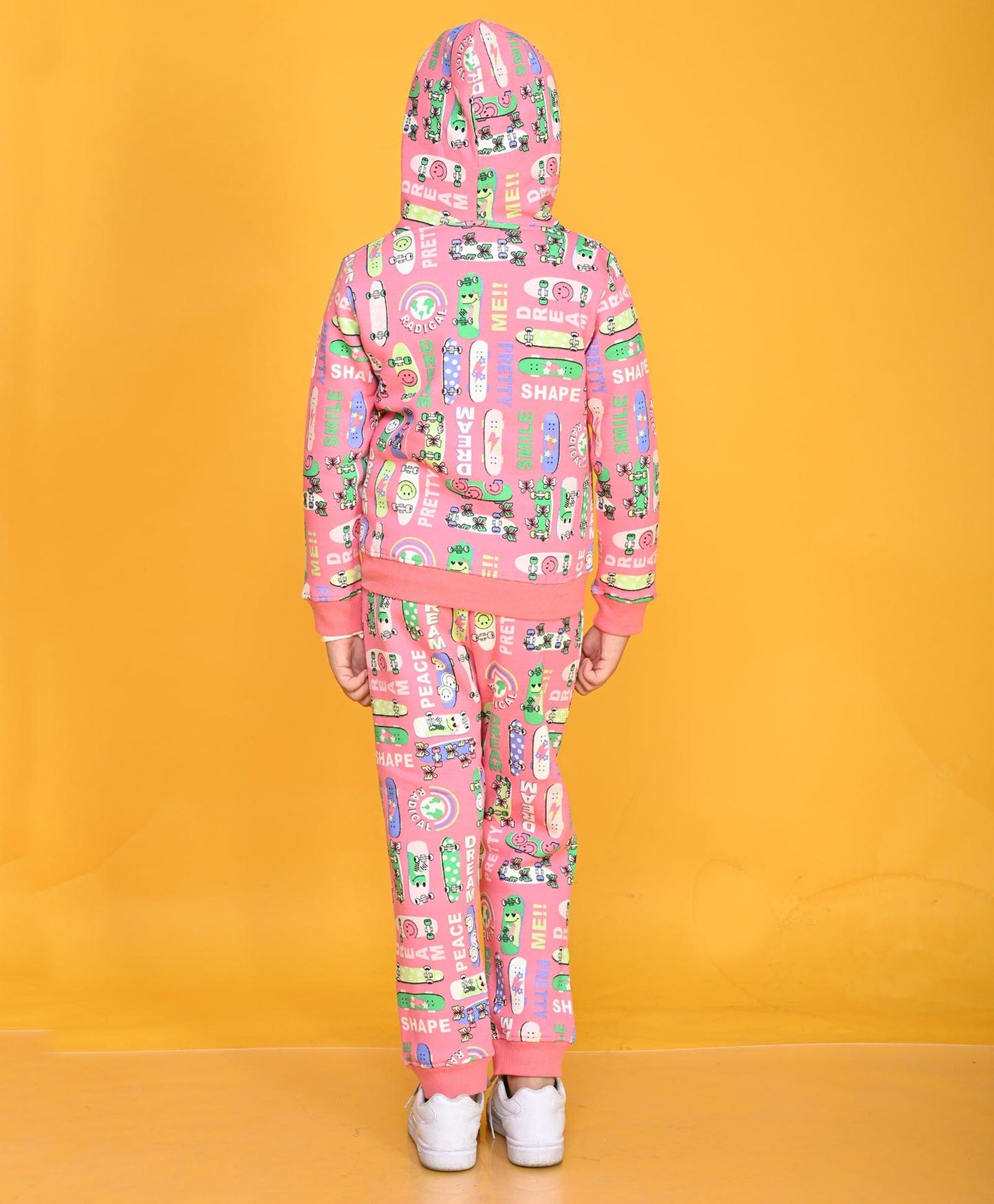 SKATE PINK GIRLS FLEECE ZIPPER HOODIE JOGGER SET - PINK