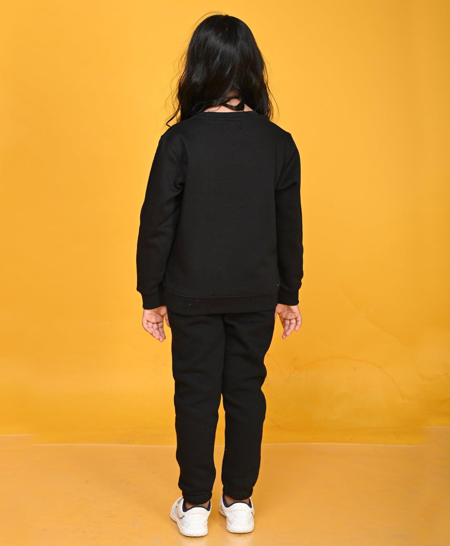 HAPPY PLACE GIRLS FLEECE SWEATSHIRT JOGGER SET - BLACK