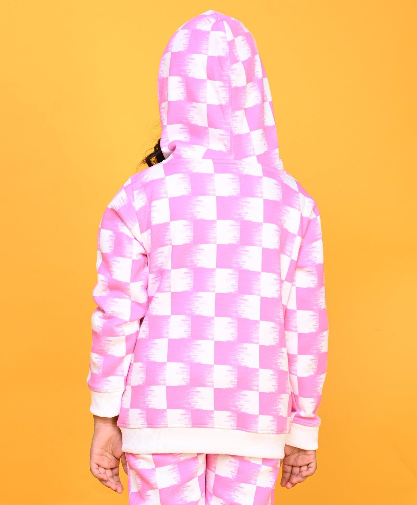 PINK CHECK GIRLS ZIPPER HOODIE - PINK - Anthrilo